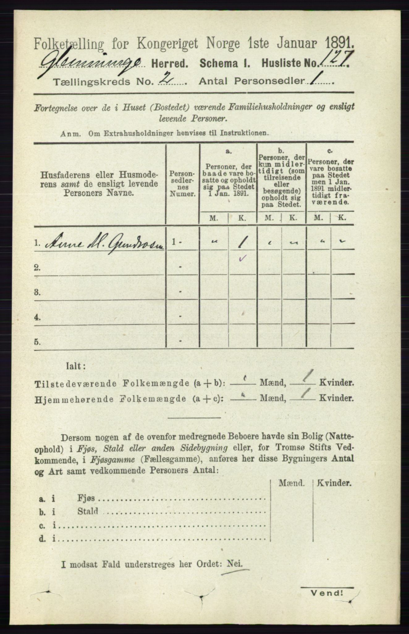 RA, 1891 census for 0132 Glemmen, 1891, p. 542