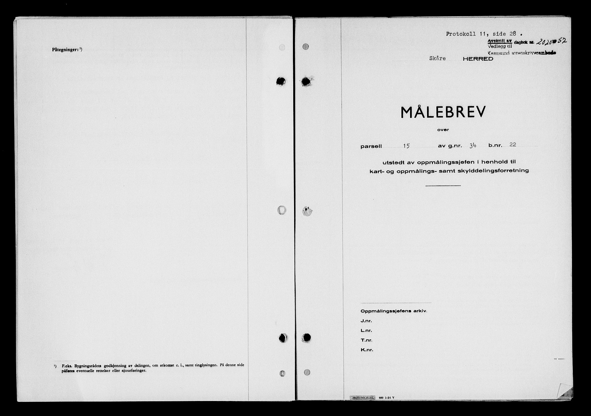 Karmsund sorenskriveri, SAST/A-100311/01/II/IIB/L0125: Mortgage book no. 105A, 1957-1957, Diary no: : 2020/1957