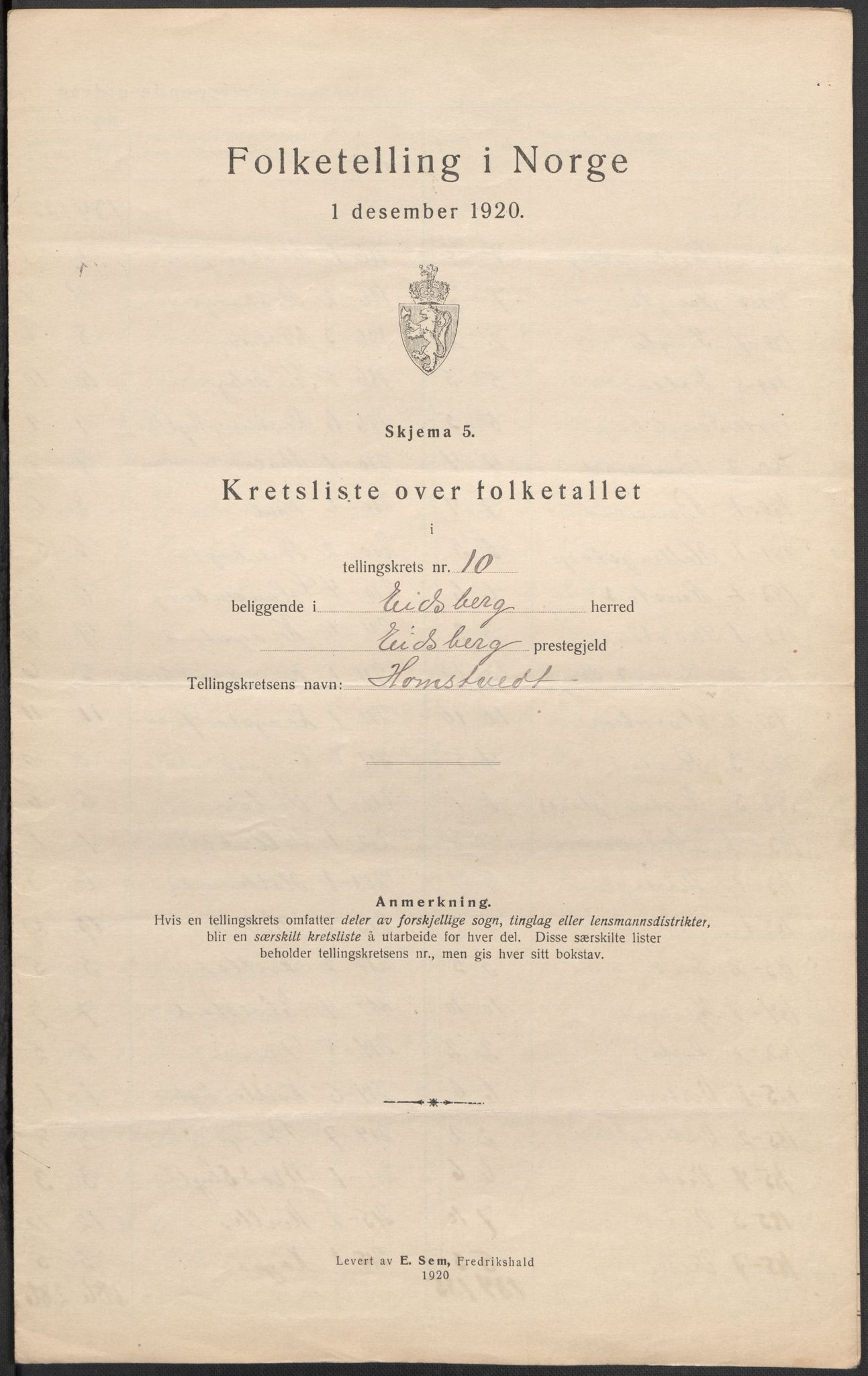SAO, 1920 census for Eidsberg, 1920, p. 32