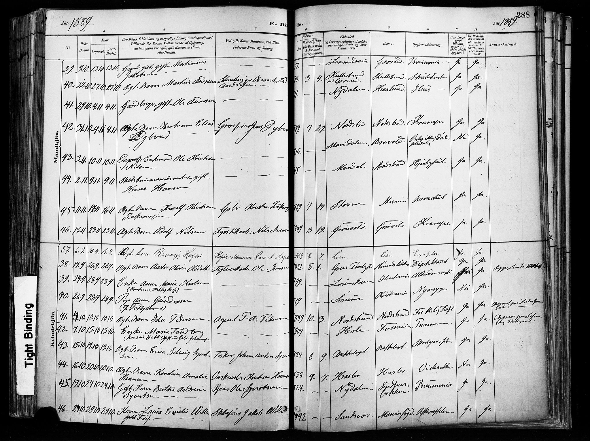 Østre Aker prestekontor Kirkebøker, AV/SAO-A-10840/F/Fa/L0008: Parish register (official) no. I 8, 1883-1894, p. 288