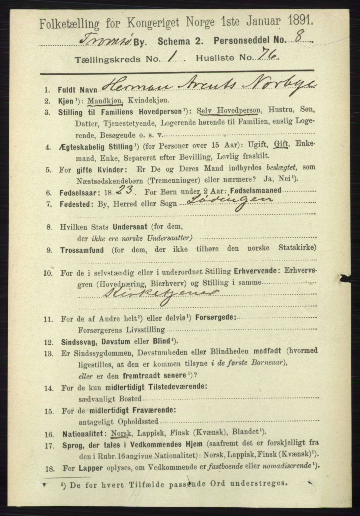 RA, 1891 census for 1902 Tromsø, 1891, p. 1053