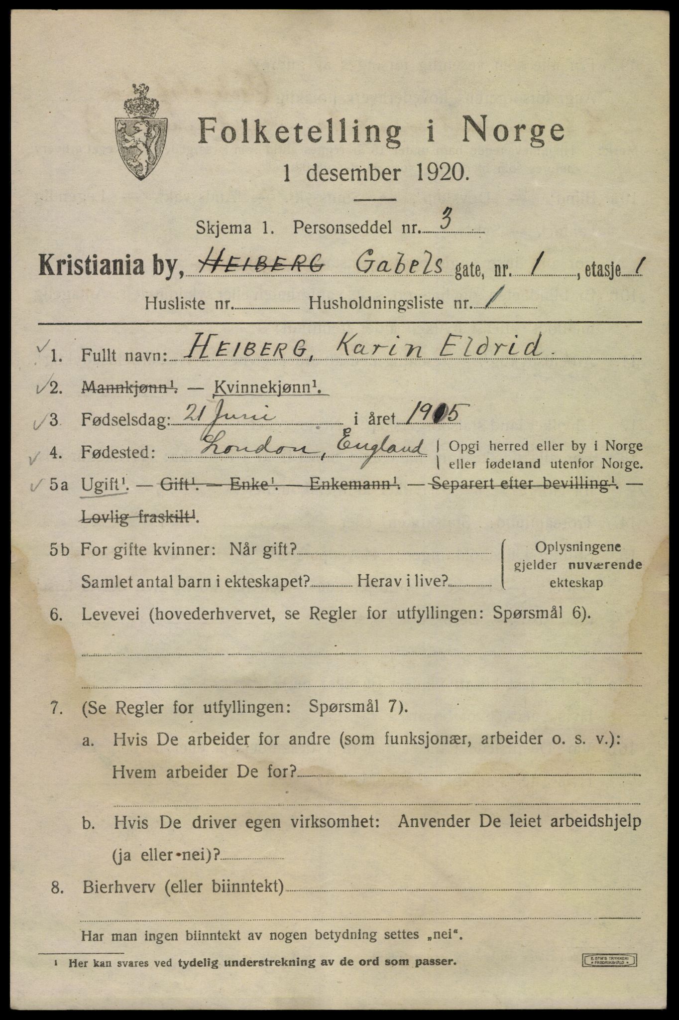 SAO, 1920 census for Kristiania, 1920, p. 245671