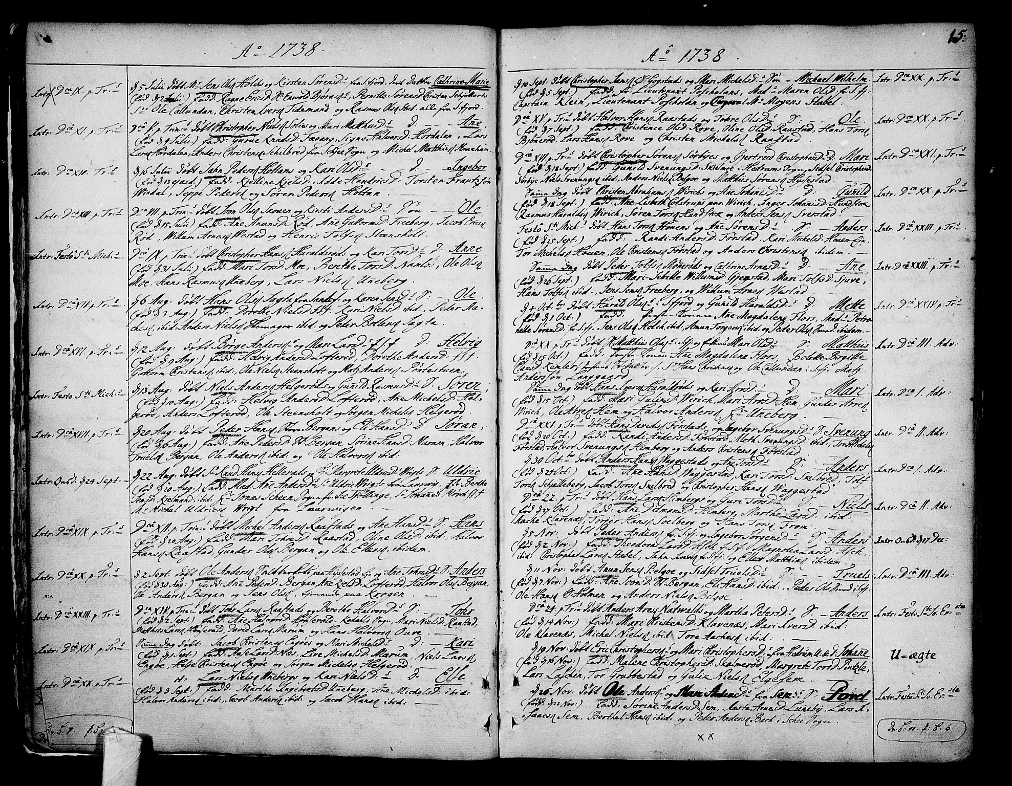 Sandar kirkebøker, SAKO/A-243/F/Fa/L0002: Parish register (official) no. 2, 1733-1788, p. 15