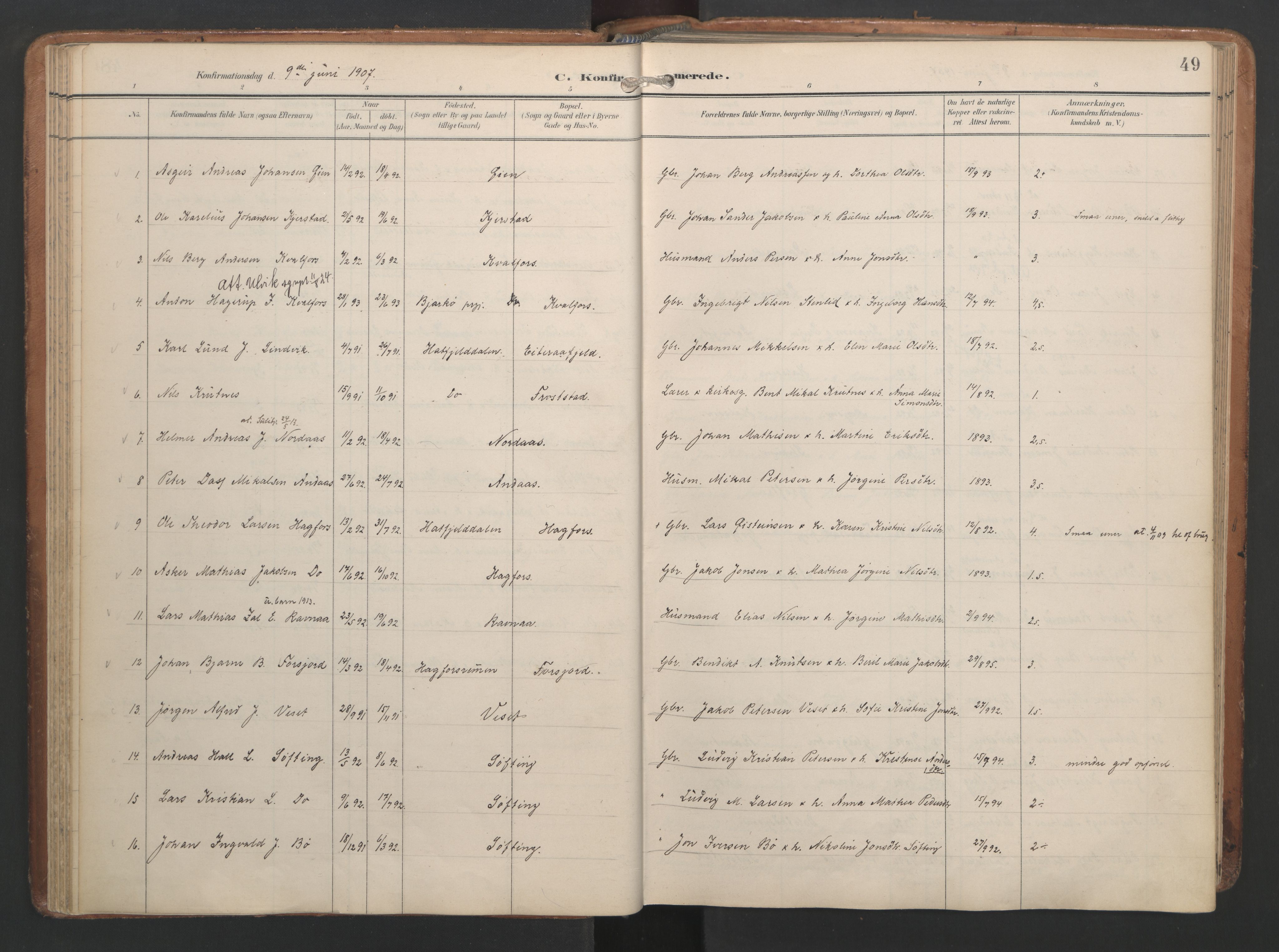 Ministerialprotokoller, klokkerbøker og fødselsregistre - Nordland, SAT/A-1459/820/L0298: Parish register (official) no. 820A19, 1897-1915, p. 49