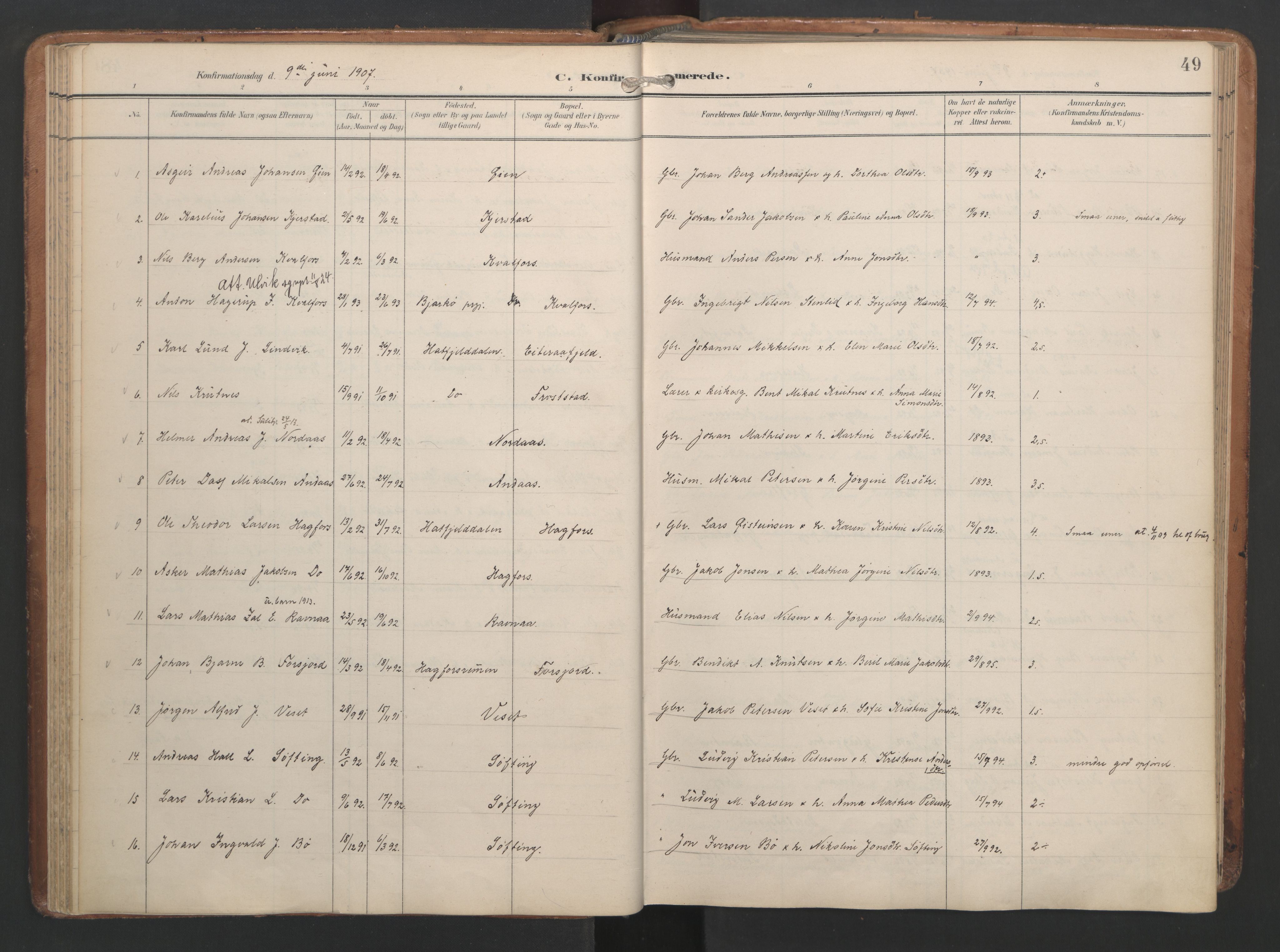 Ministerialprotokoller, klokkerbøker og fødselsregistre - Nordland, AV/SAT-A-1459/820/L0298: Parish register (official) no. 820A19, 1897-1915, p. 49