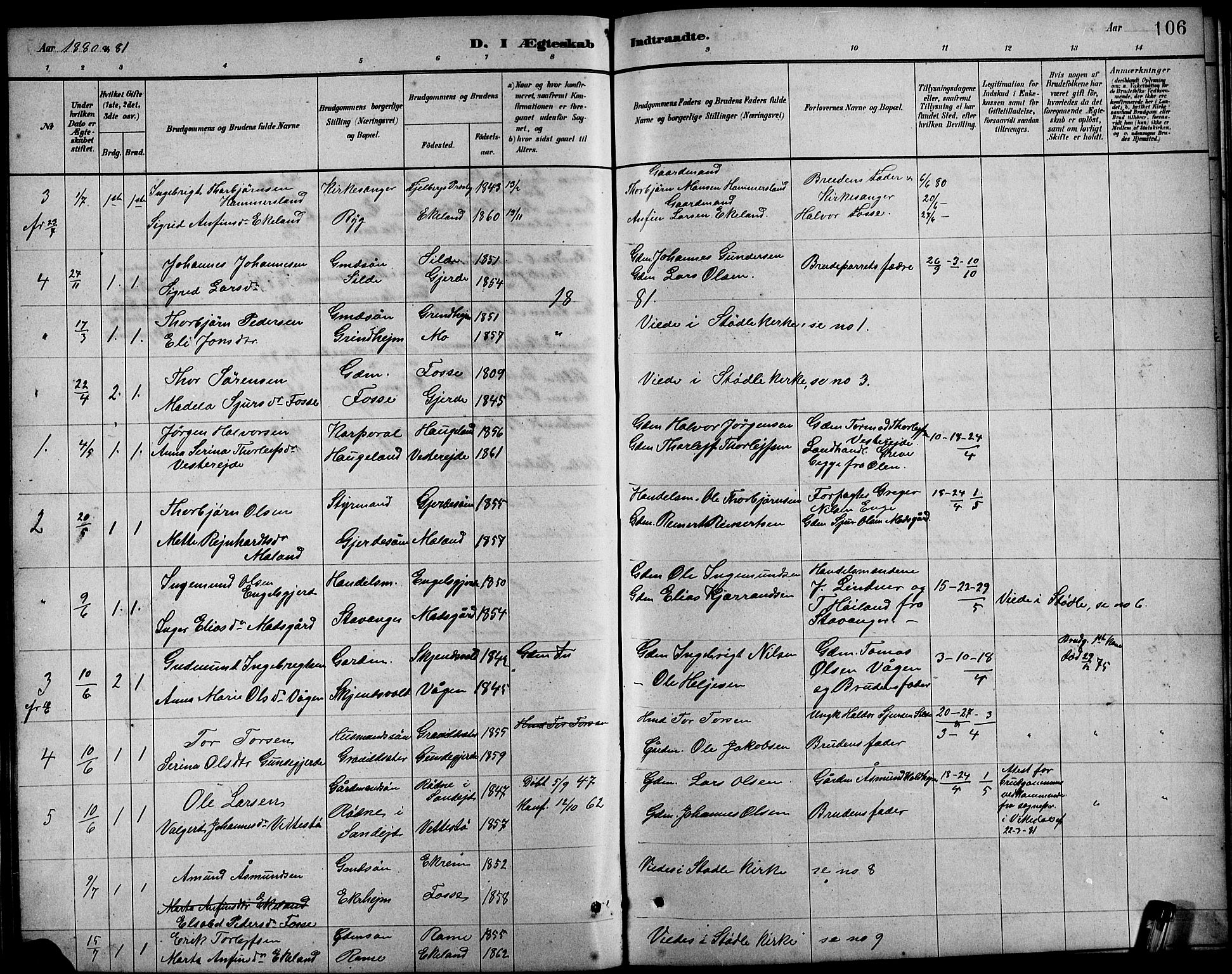 Etne sokneprestembete, SAB/A-75001/H/Hab: Parish register (copy) no. B 4, 1879-1897, p. 106
