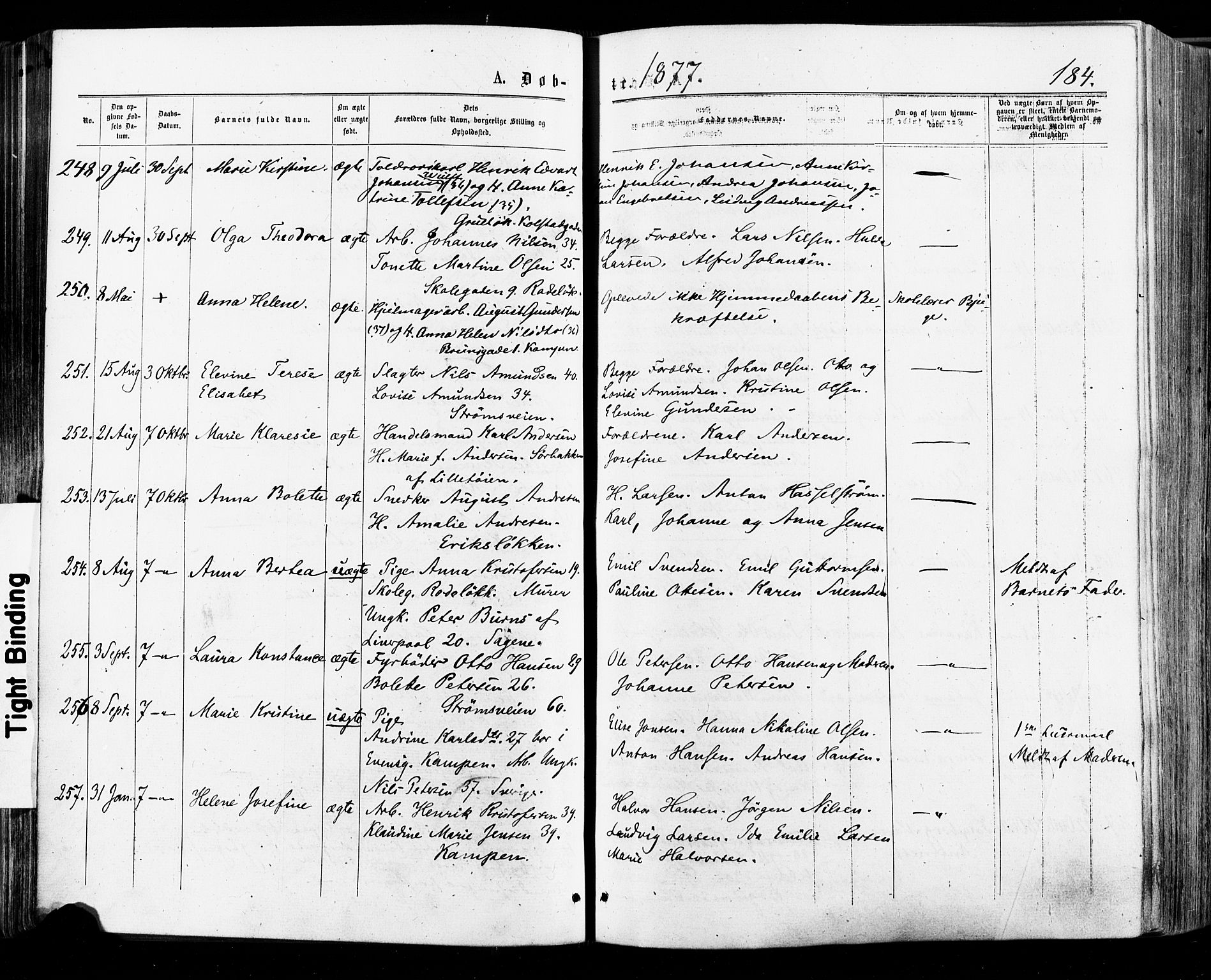 Østre Aker prestekontor Kirkebøker, SAO/A-10840/F/Fa/L0004: Parish register (official) no. I 4, 1876-1889, p. 184