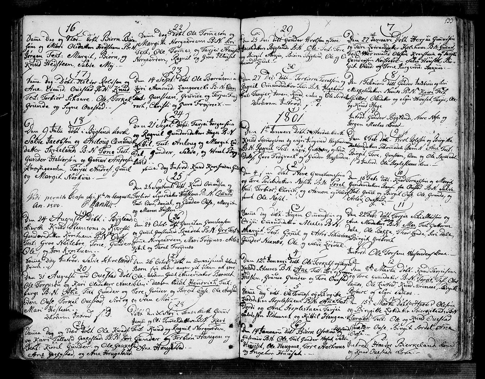 Bygland sokneprestkontor, SAK/1111-0006/F/Fa/Fab/L0002: Parish register (official) no. A 2, 1766-1816, p. 133
