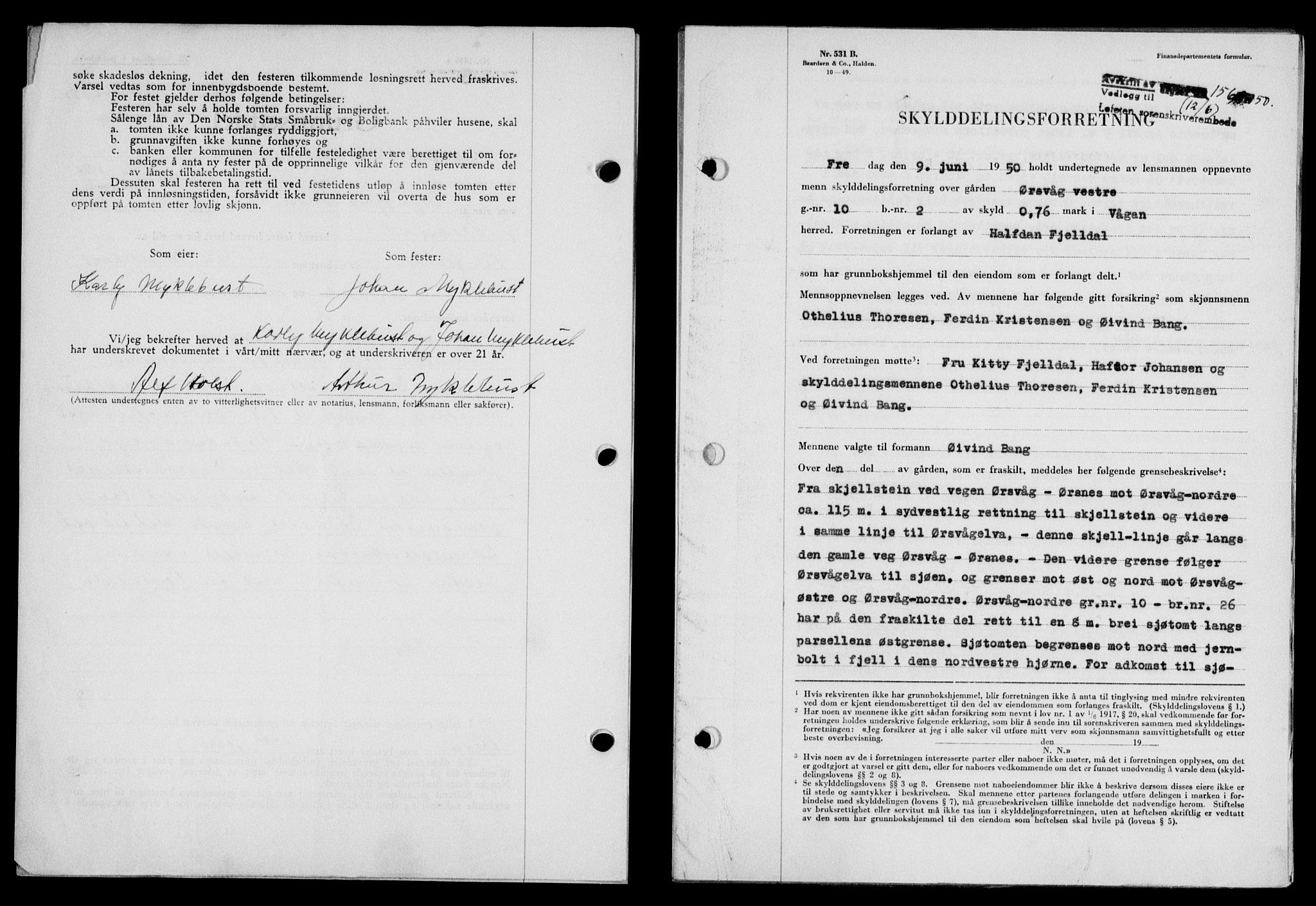 Lofoten sorenskriveri, SAT/A-0017/1/2/2C/L0023a: Mortgage book no. 23a, 1950-1950, Deed date: 12.06.1950
