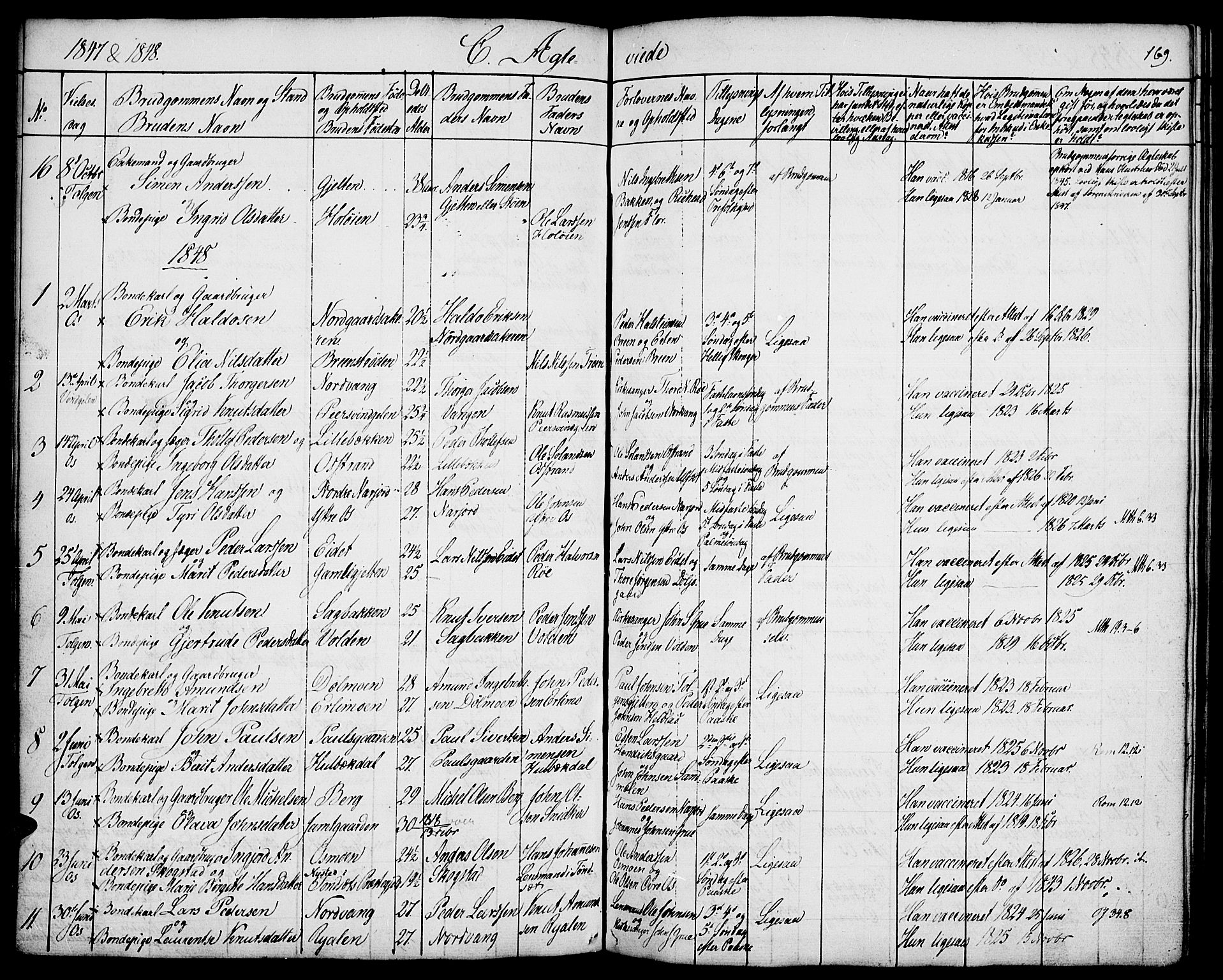 Tolga prestekontor, AV/SAH-PREST-062/K/L0005: Parish register (official) no. 5, 1836-1852, p. 169