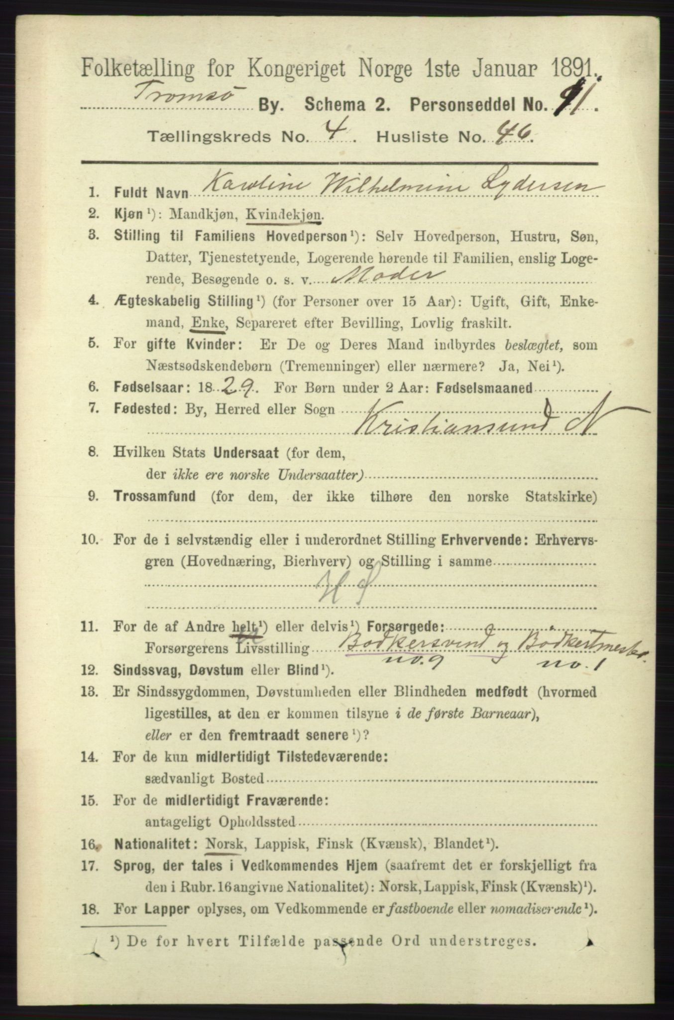 RA, 1891 census for 1902 Tromsø, 1891, p. 4732