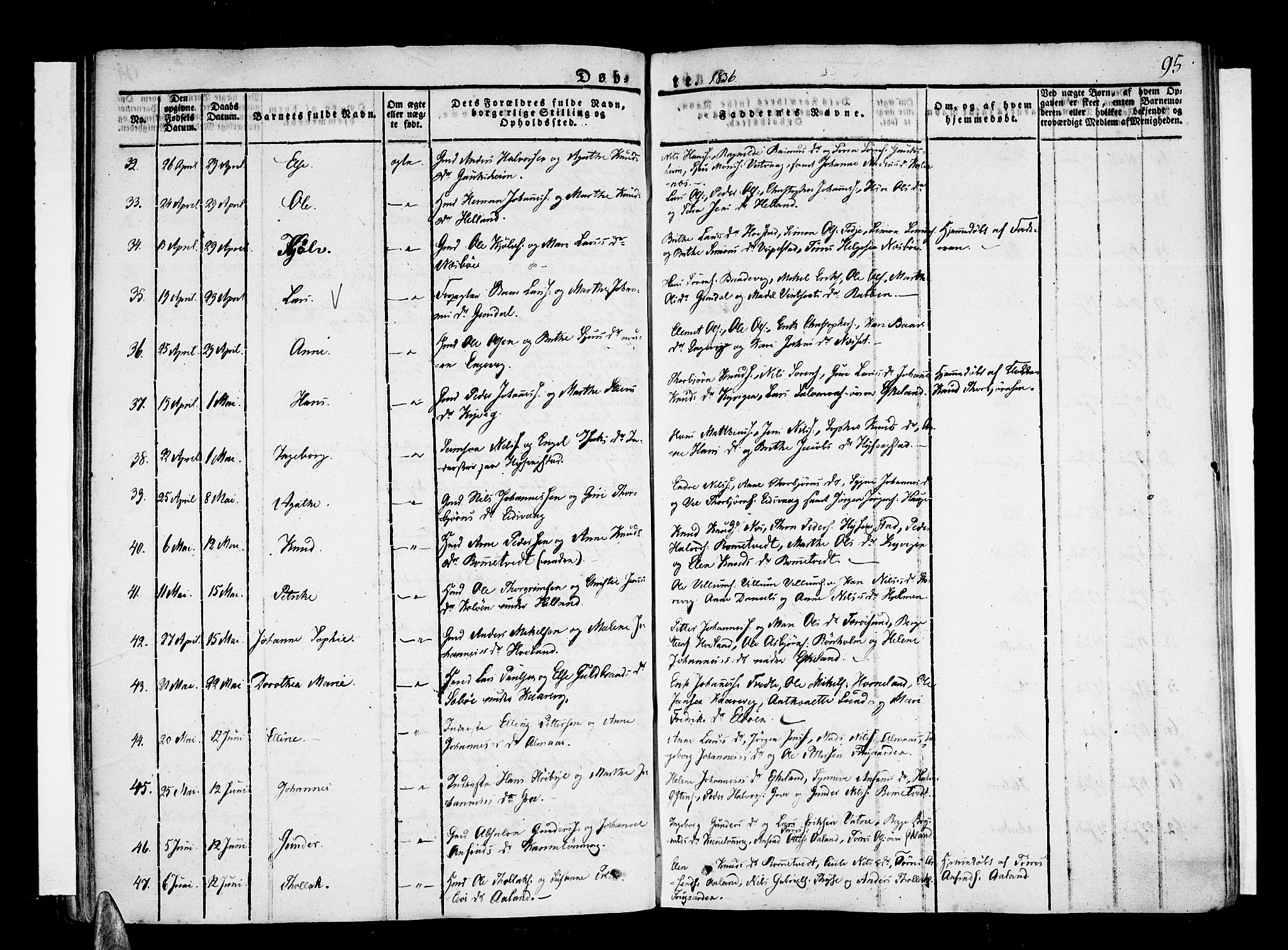 Stord sokneprestembete, AV/SAB-A-78201/H/Haa: Parish register (official) no. A 6, 1826-1840, p. 95