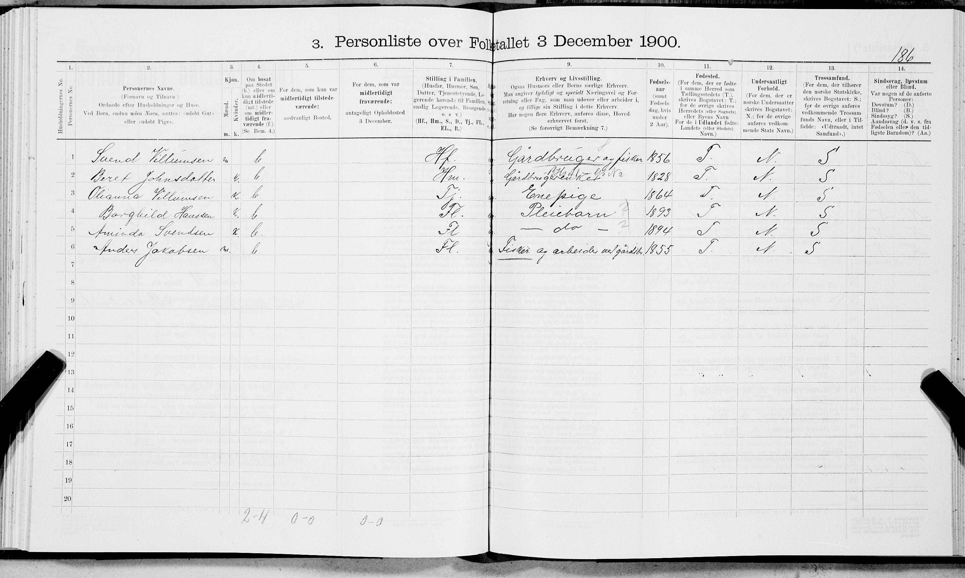 SAT, 1900 census for Ledingen, 1900, p. 197