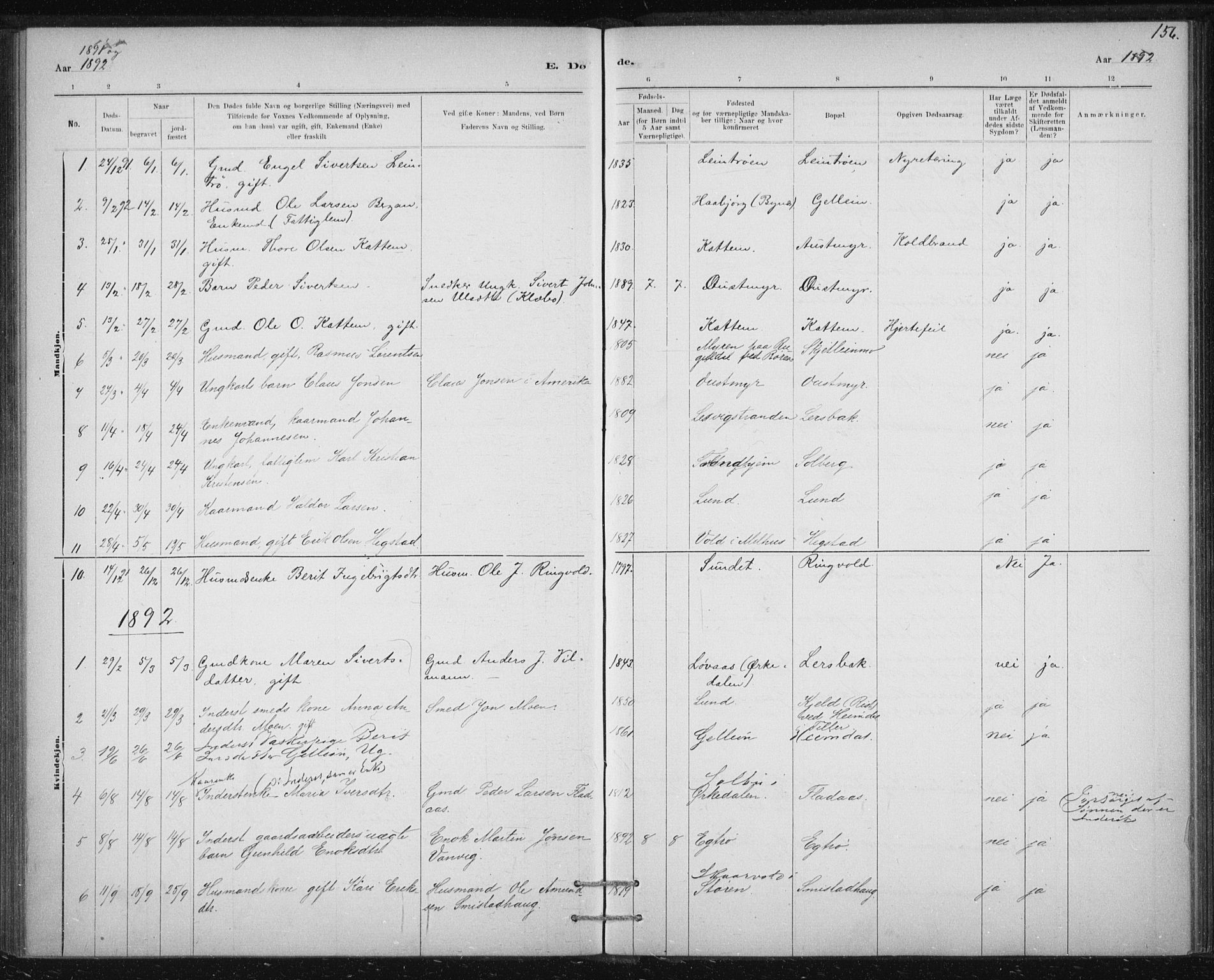 Ministerialprotokoller, klokkerbøker og fødselsregistre - Sør-Trøndelag, SAT/A-1456/613/L0392: Parish register (official) no. 613A01, 1887-1906, p. 156