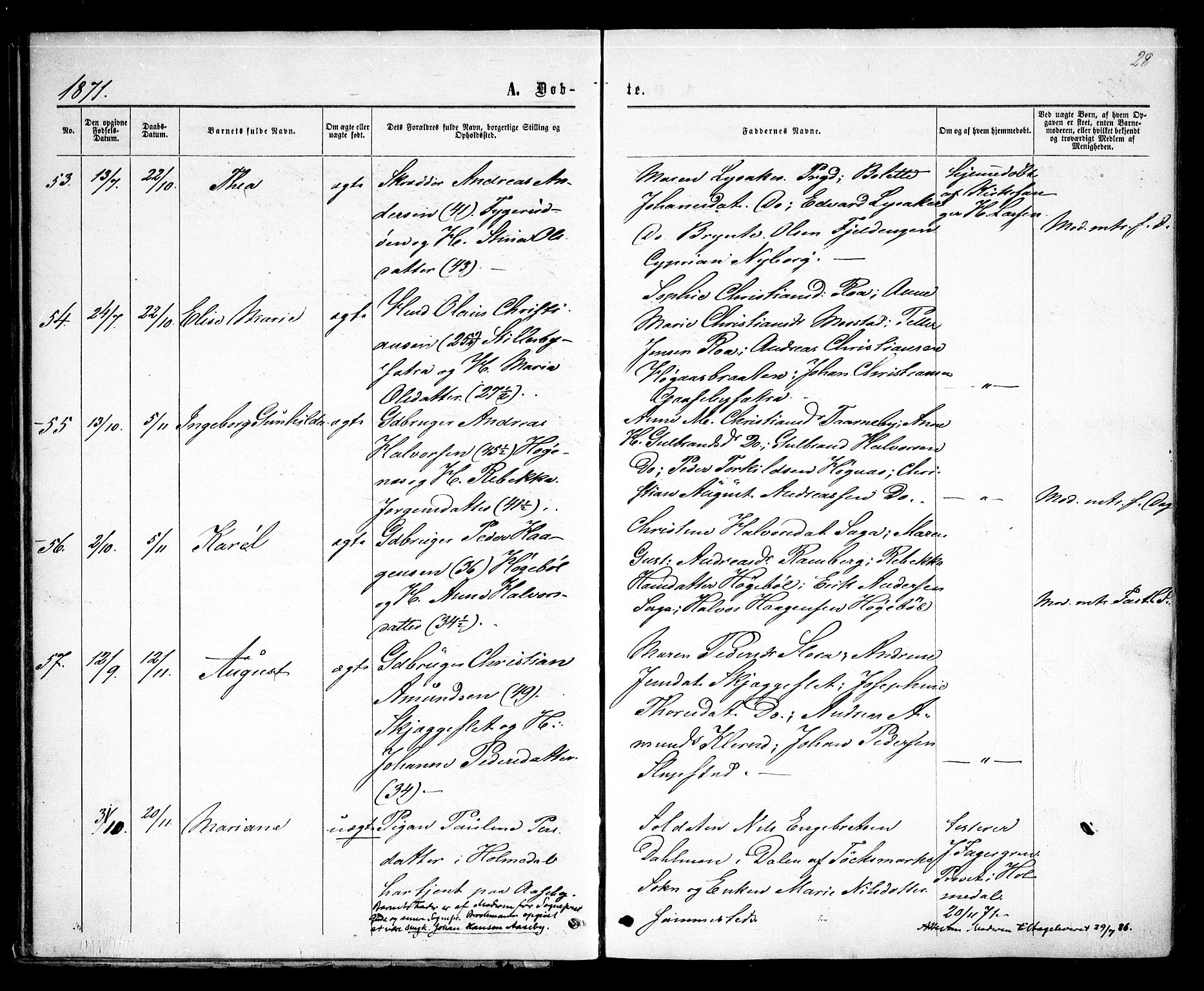 Rødenes prestekontor Kirkebøker, AV/SAO-A-2005/F/Fa/L0008: Parish register (official) no. I 8, 1869-1879, p. 28