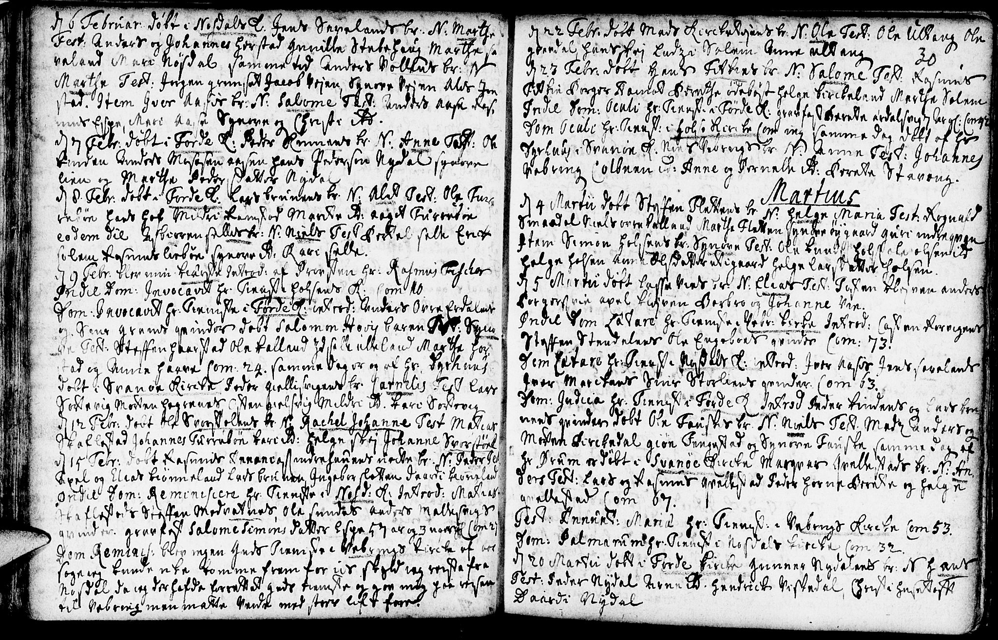 Førde sokneprestembete, SAB/A-79901/H/Haa/Haaa/L0002: Parish register (official) no. A 2, 1728-1748, p. 30