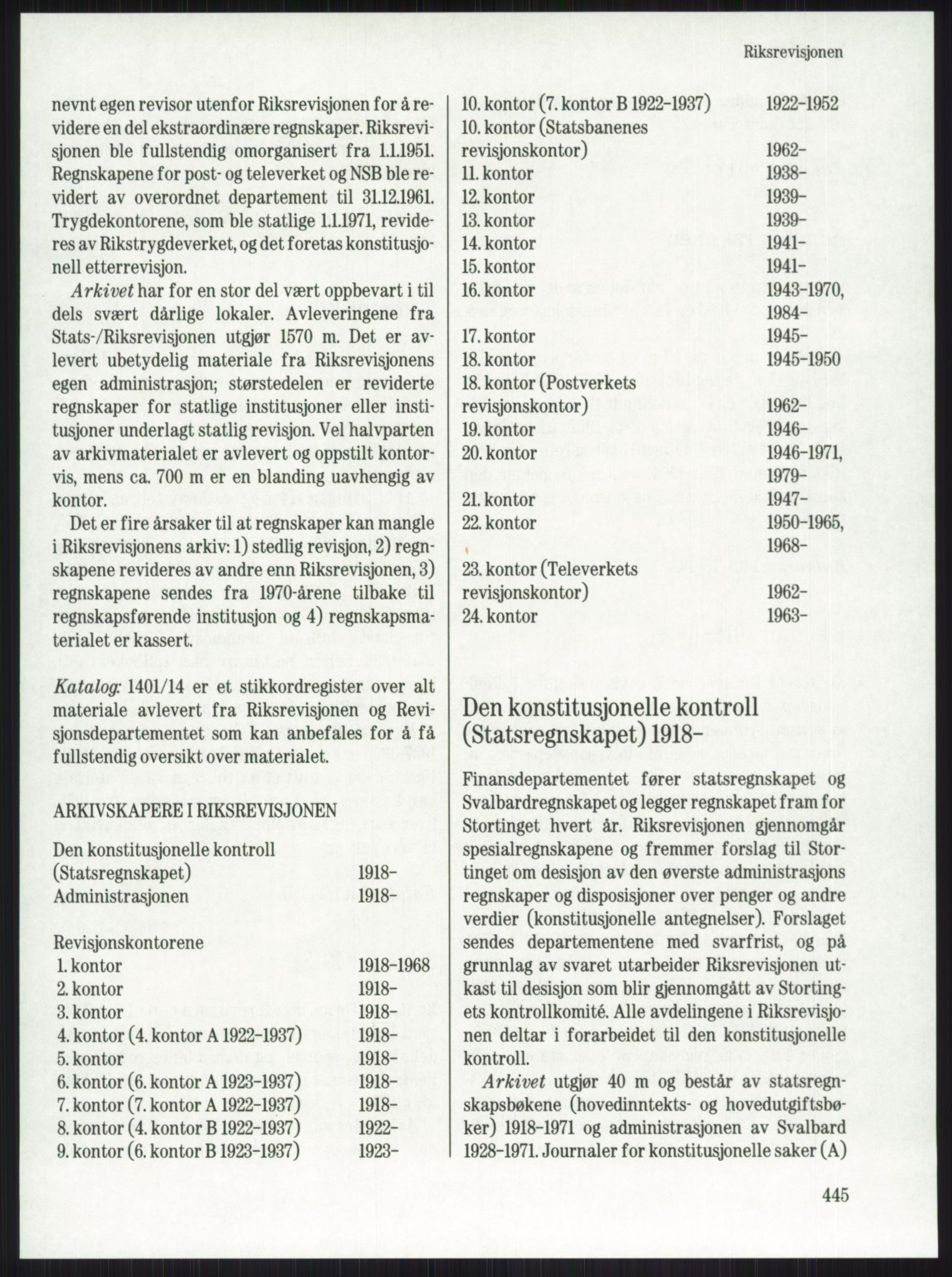 Publikasjoner utgitt av Arkivverket, PUBL/PUBL-001/A/0001: Knut Johannessen, Ole Kolsrud og Dag Mangset (red.): Håndbok for Riksarkivet (1992), 1992, p. 445