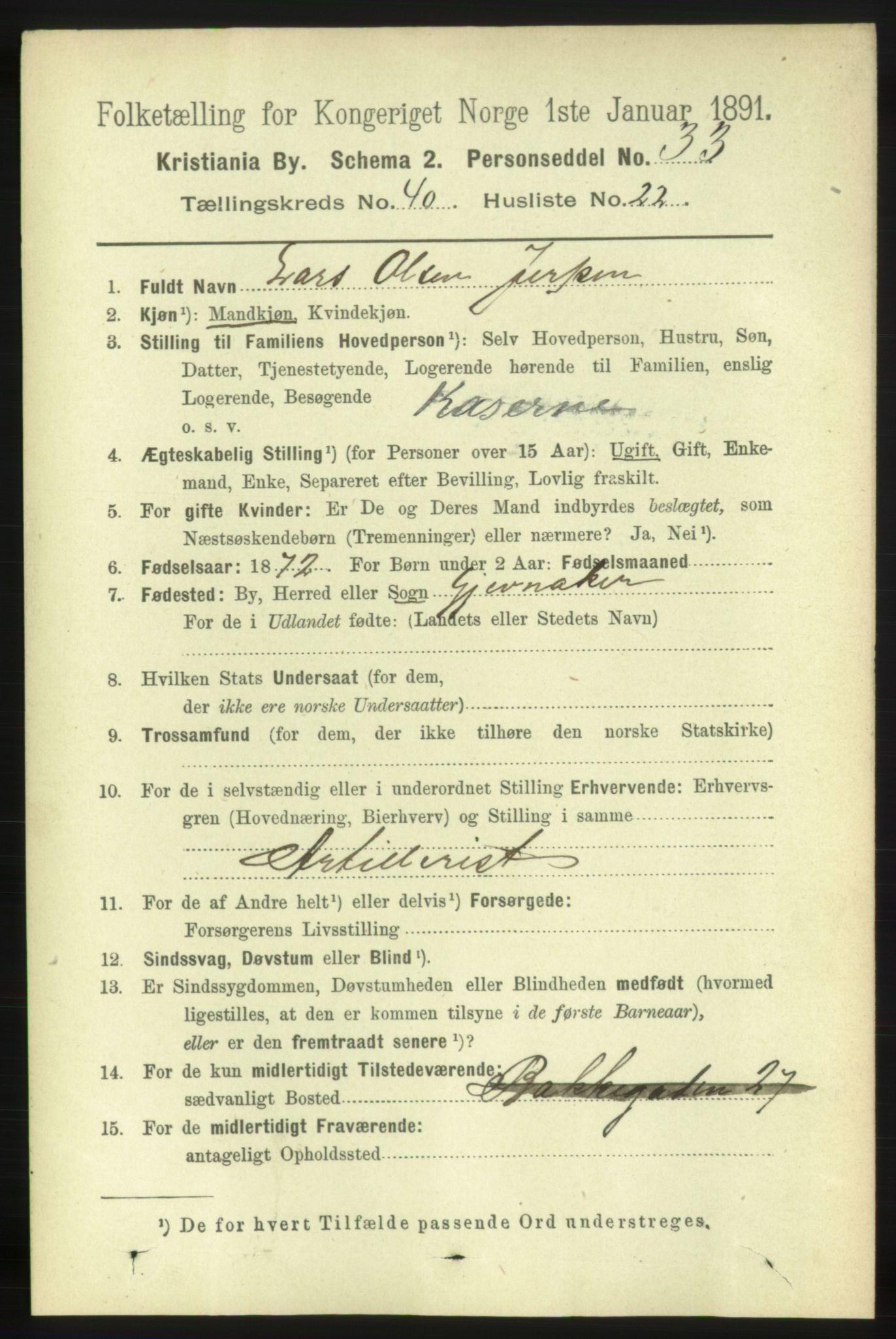 RA, 1891 census for 0301 Kristiania, 1891, p. 23643