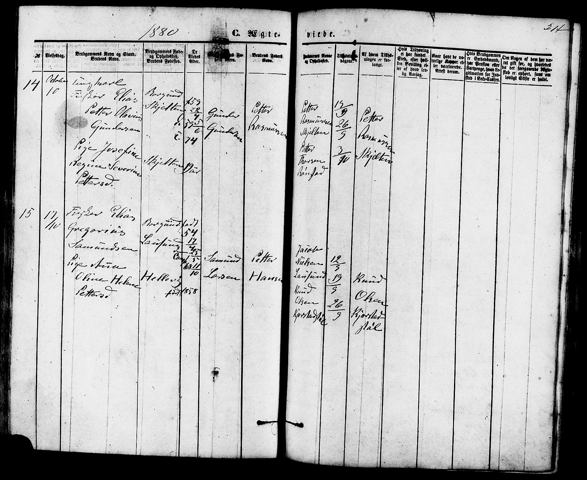 Ministerialprotokoller, klokkerbøker og fødselsregistre - Møre og Romsdal, AV/SAT-A-1454/536/L0500: Parish register (official) no. 536A09, 1876-1889, p. 214