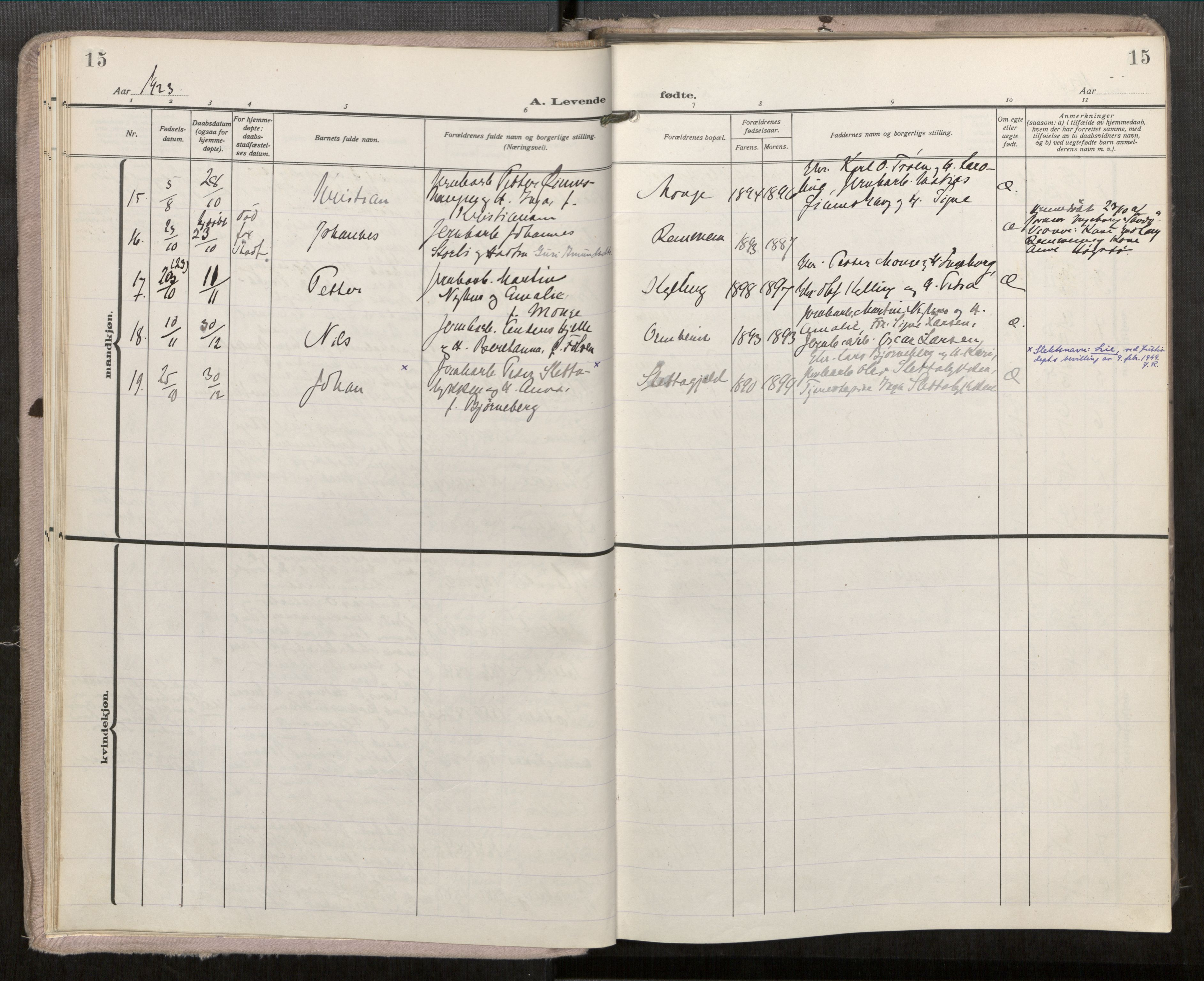 Ministerialprotokoller, klokkerbøker og fødselsregistre - Møre og Romsdal, AV/SAT-A-1454/546/L0601: Parish register (official) no. 546A04, 1919-1956, p. 15