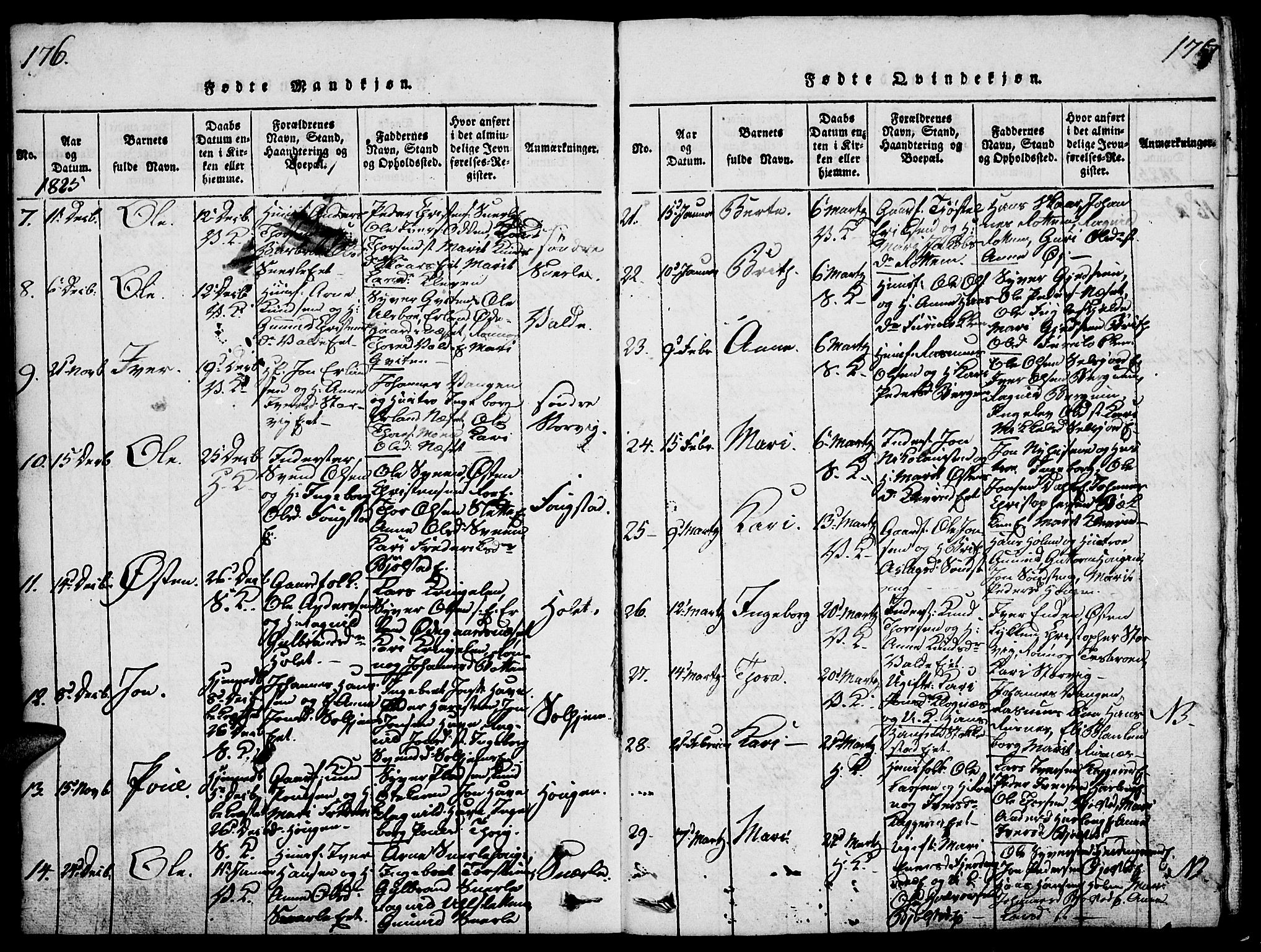 Vågå prestekontor, SAH/PREST-076/H/Ha/Haa/L0003: Parish register (official) no. 3, 1815-1827, p. 176-177