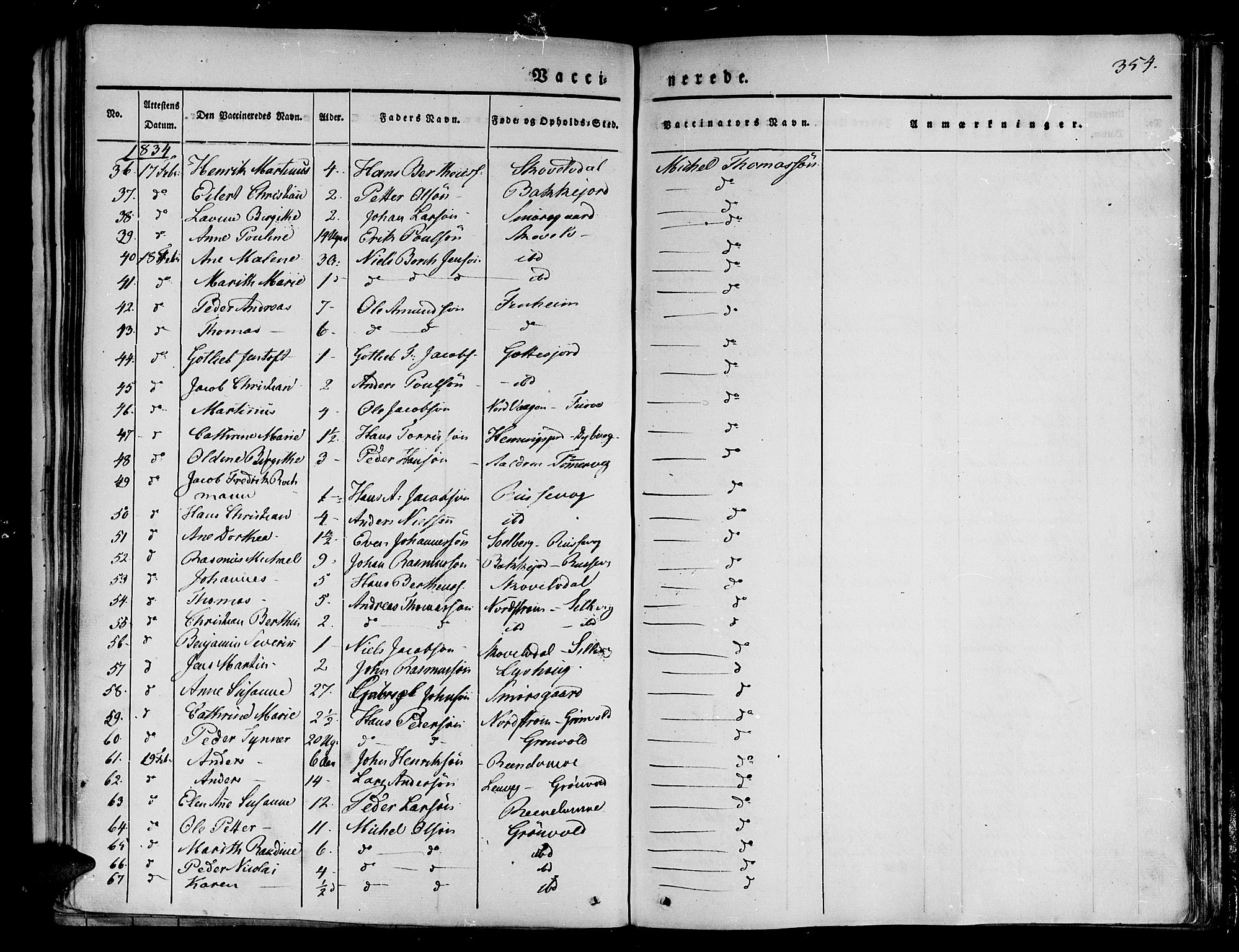 Tranøy sokneprestkontor, SATØ/S-1313/I/Ia/Iaa/L0005kirke: Parish register (official) no. 5, 1829-1844, p. 354
