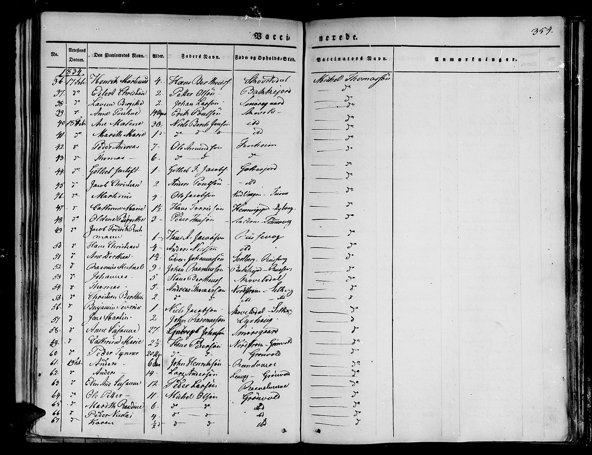 Tranøy sokneprestkontor, AV/SATØ-S-1313/I/Ia/Iaa/L0005kirke: Parish register (official) no. 5, 1829-1844, p. 354