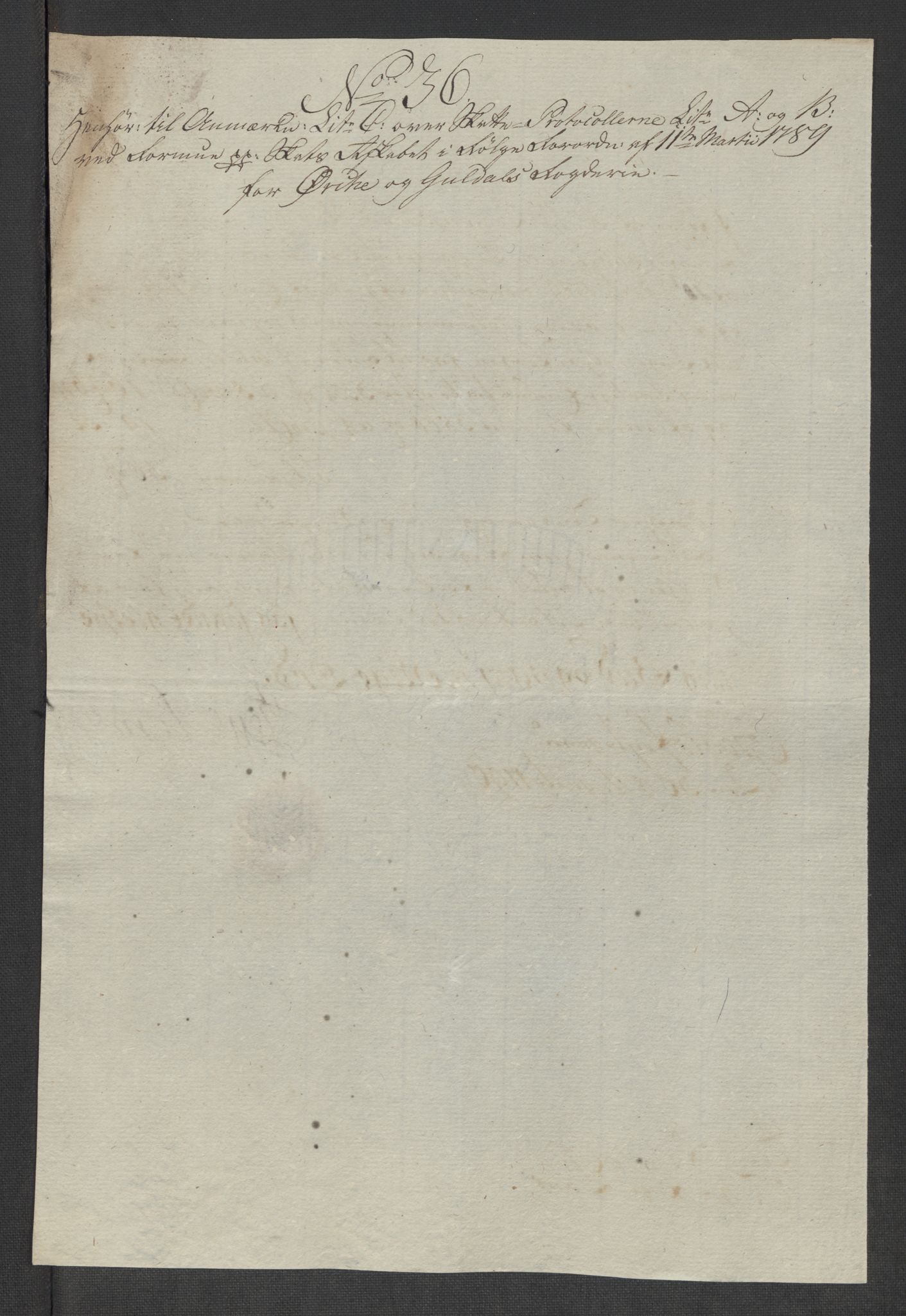 Rentekammeret inntil 1814, Reviderte regnskaper, Mindre regnskaper, AV/RA-EA-4068/Rf/Rfe/L0032: Numedal og Sandsvær fogderi, Orkdal og Gauldal fogderi, 1789, p. 204