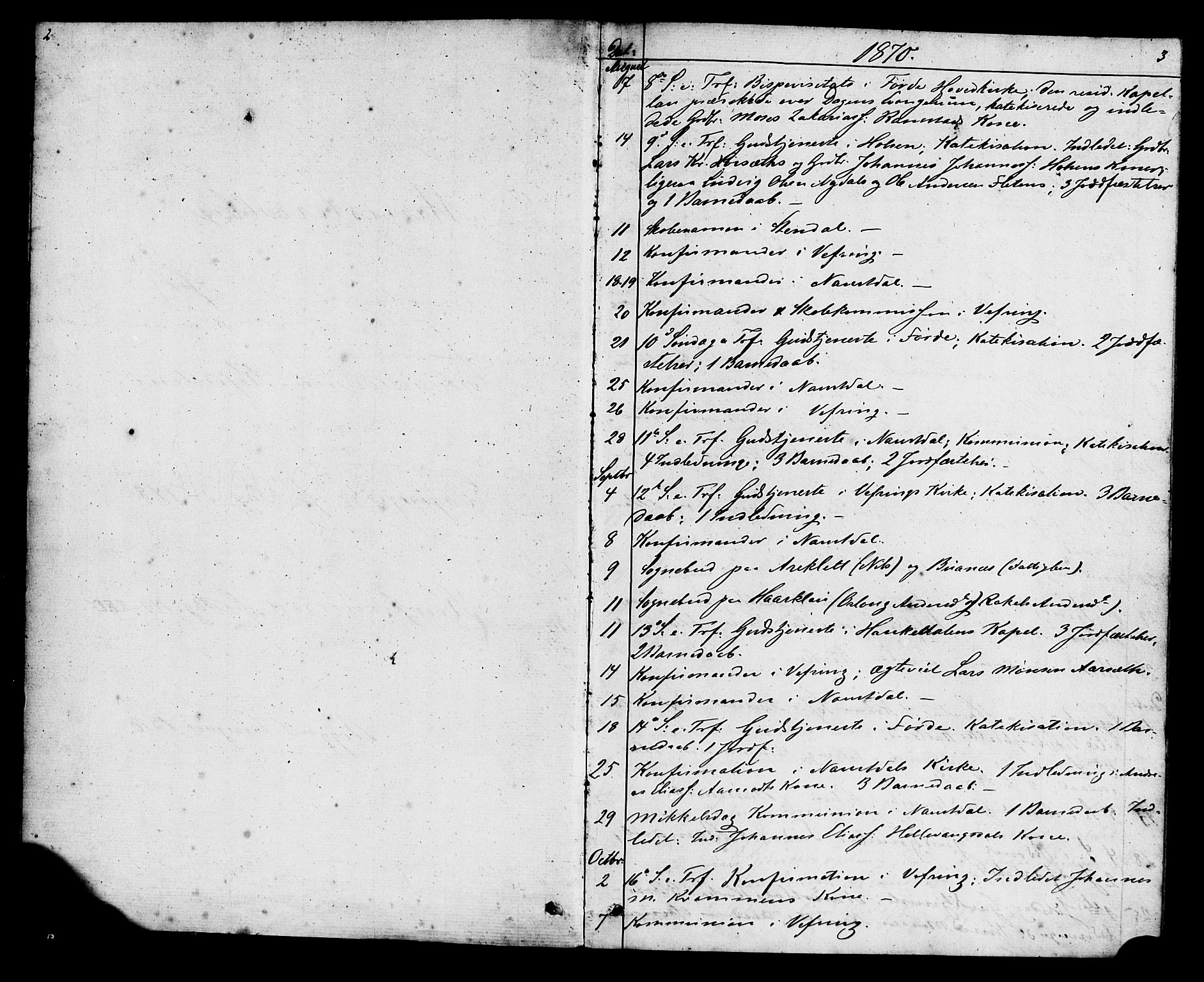 Førde sokneprestembete, AV/SAB-A-79901: Curate's parish register no. A 1, 1870-1881, p. 3