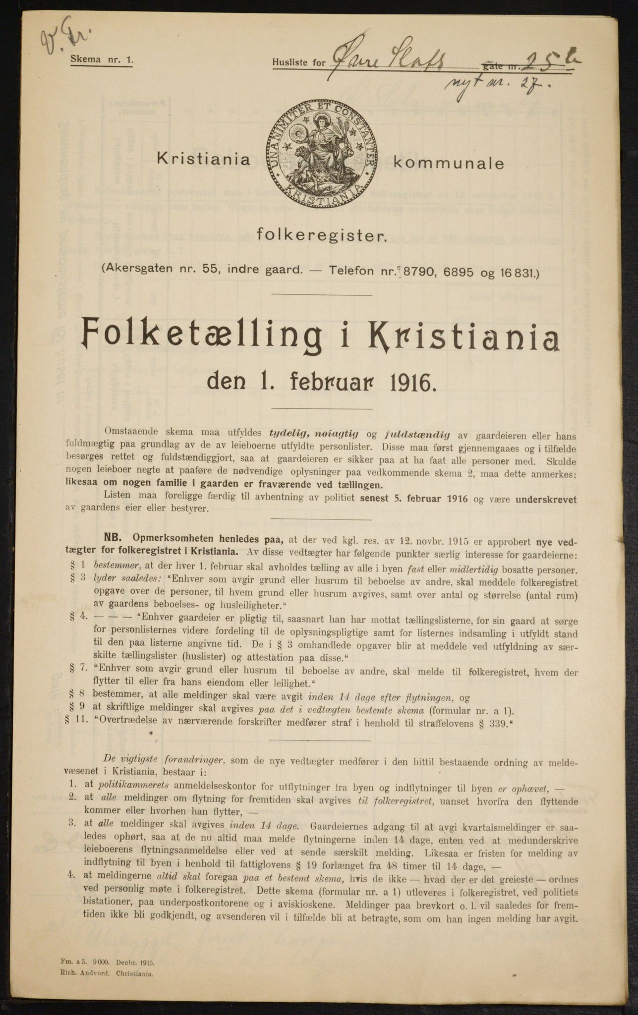 OBA, Municipal Census 1916 for Kristiania, 1916, p. 133720