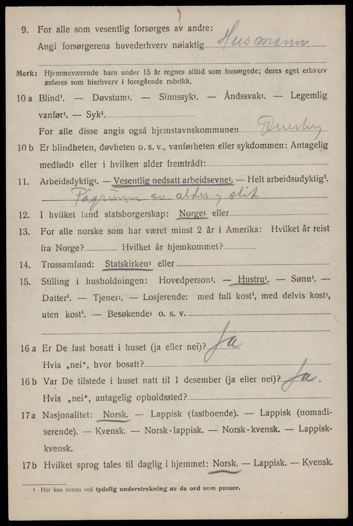 SAT, 1920 census for Dverberg, 1920, p. 7135