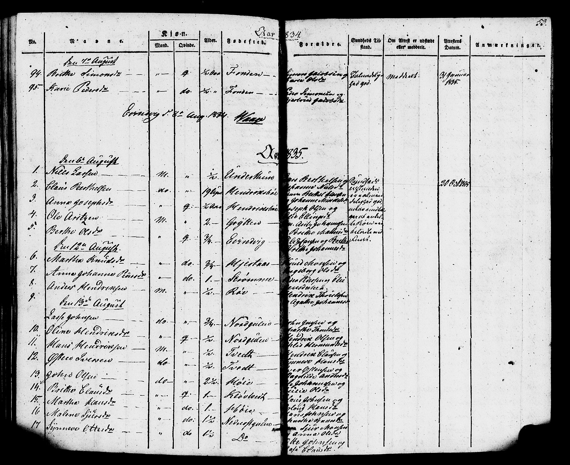 Gulen sokneprestembete, SAB/A-80201/H/Haa/Haaa/L0026: Parish register (official) no. A 26, 1826-1842, p. 53