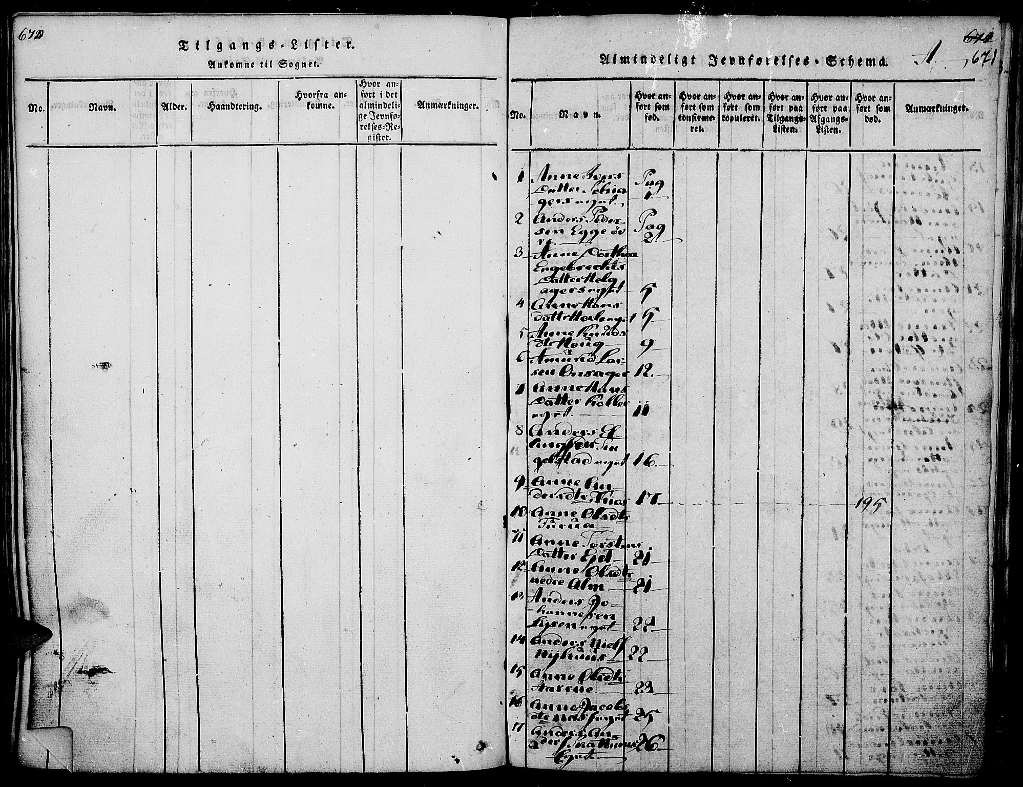 Gran prestekontor, SAH/PREST-112/H/Ha/Haa/L0009: Parish register (official) no. 9, 1815-1824, p. 670-671