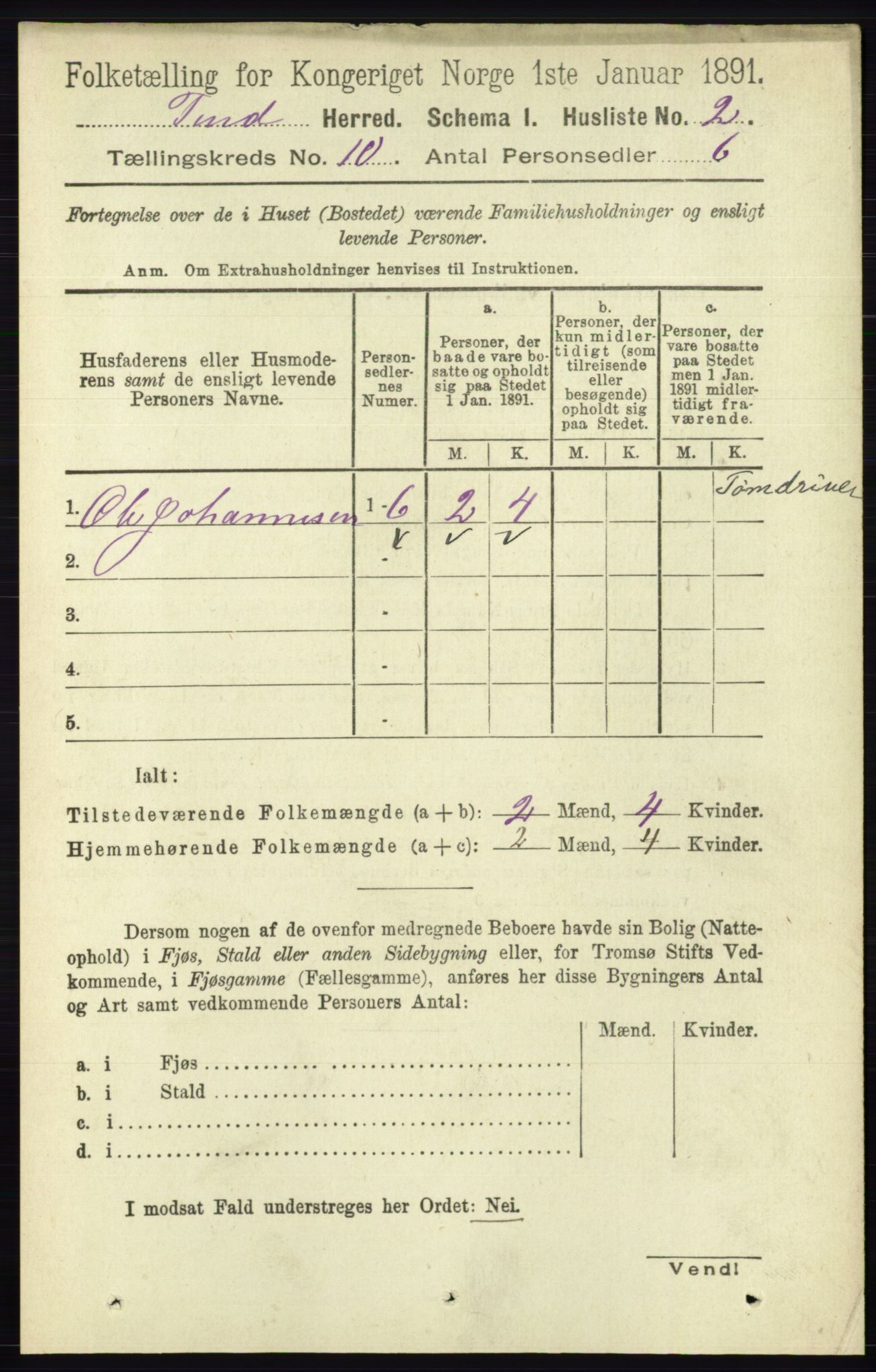 RA, 1891 census for 0826 Tinn, 1891, p. 1942