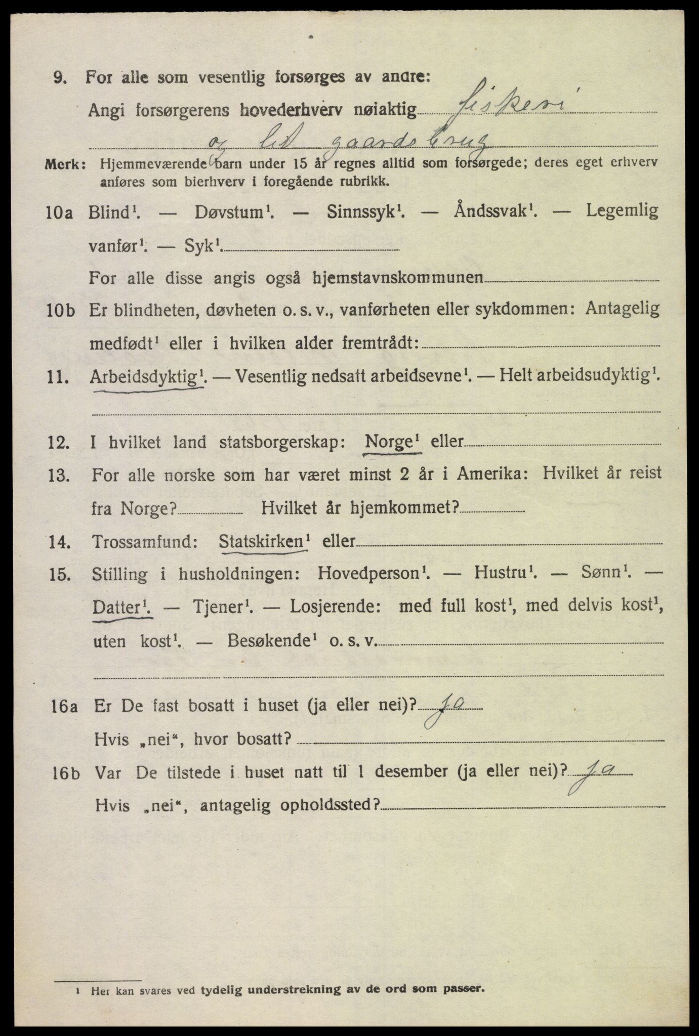 SAK, 1920 census for Oddernes, 1920, p. 2006