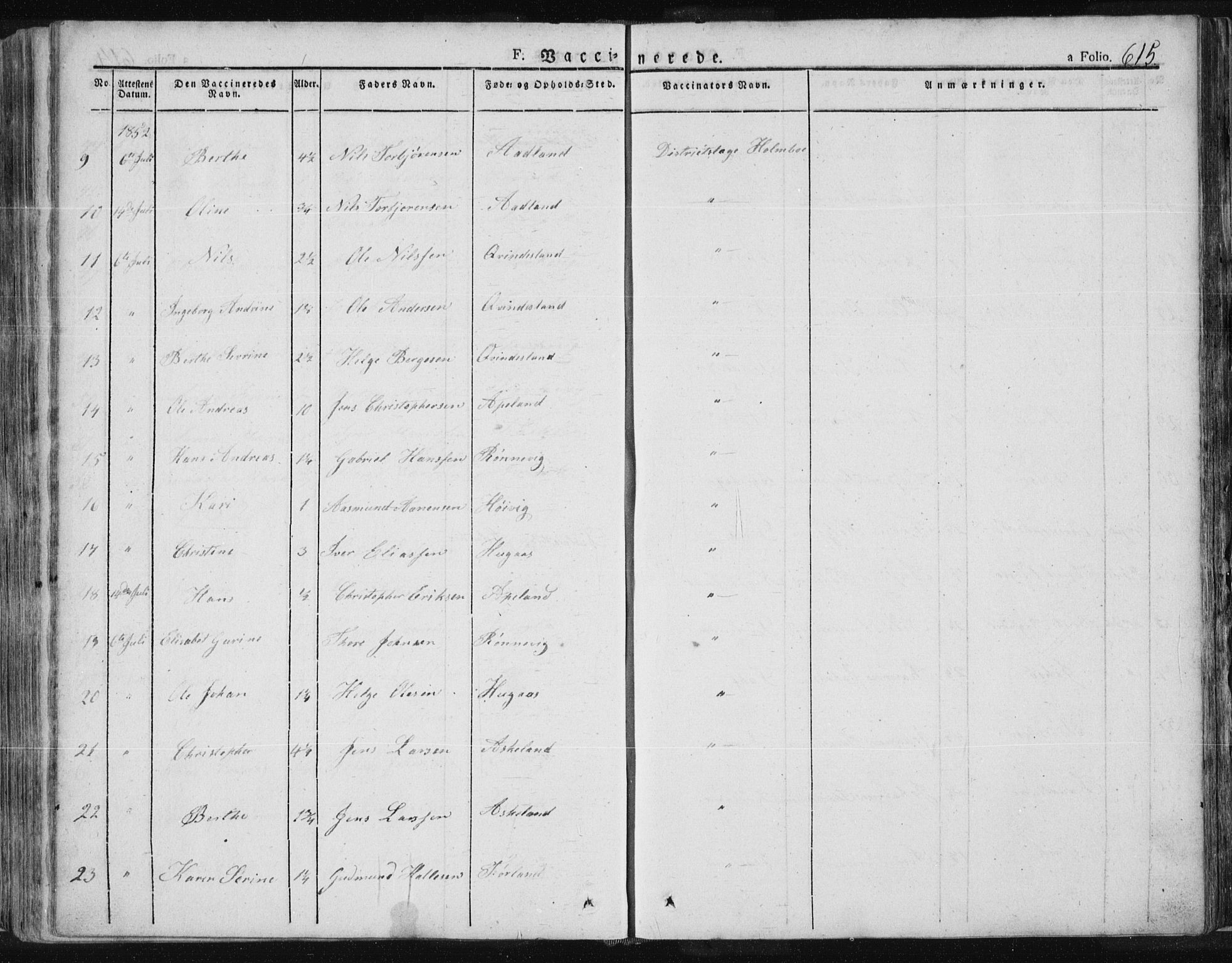 Tysvær sokneprestkontor, AV/SAST-A -101864/H/Ha/Haa/L0001: Parish register (official) no. A 1.2, 1831-1856, p. 615