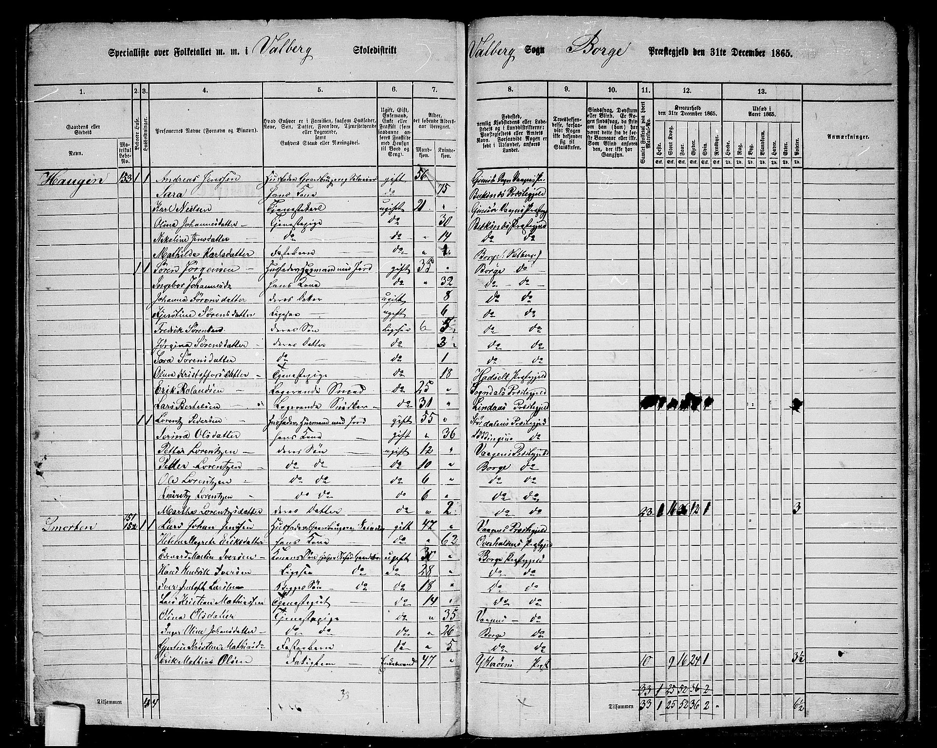 RA, 1865 census for Borge, 1865, p. 82