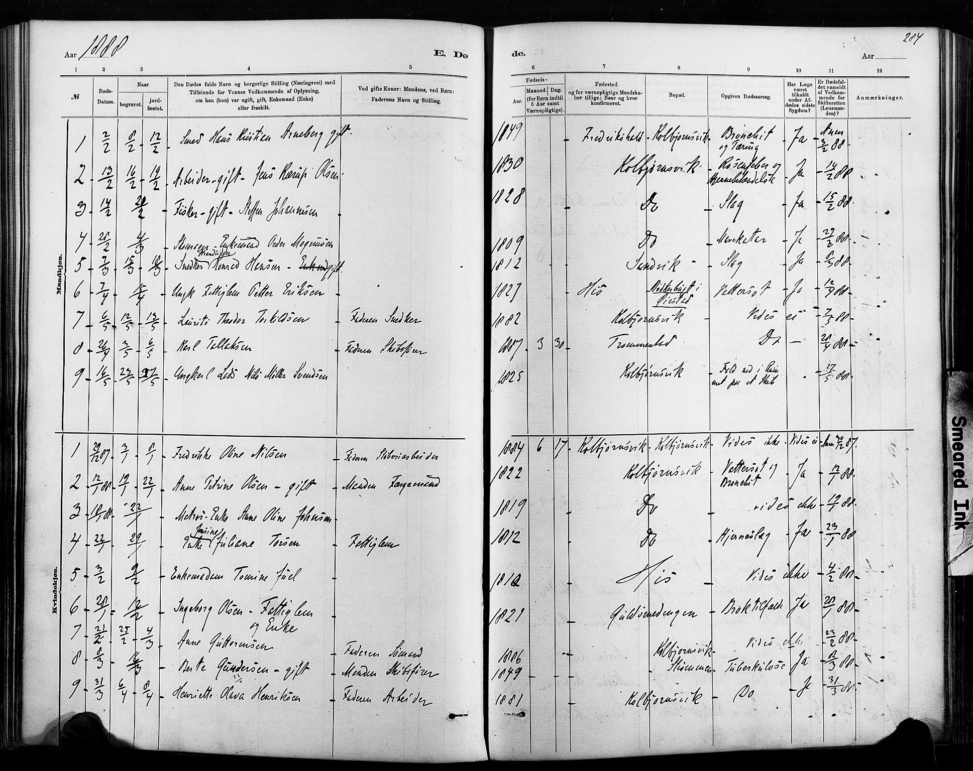 Hisøy sokneprestkontor, AV/SAK-1111-0020/F/Fa/L0003: Parish register (official) no. A 3, 1881-1894, p. 284