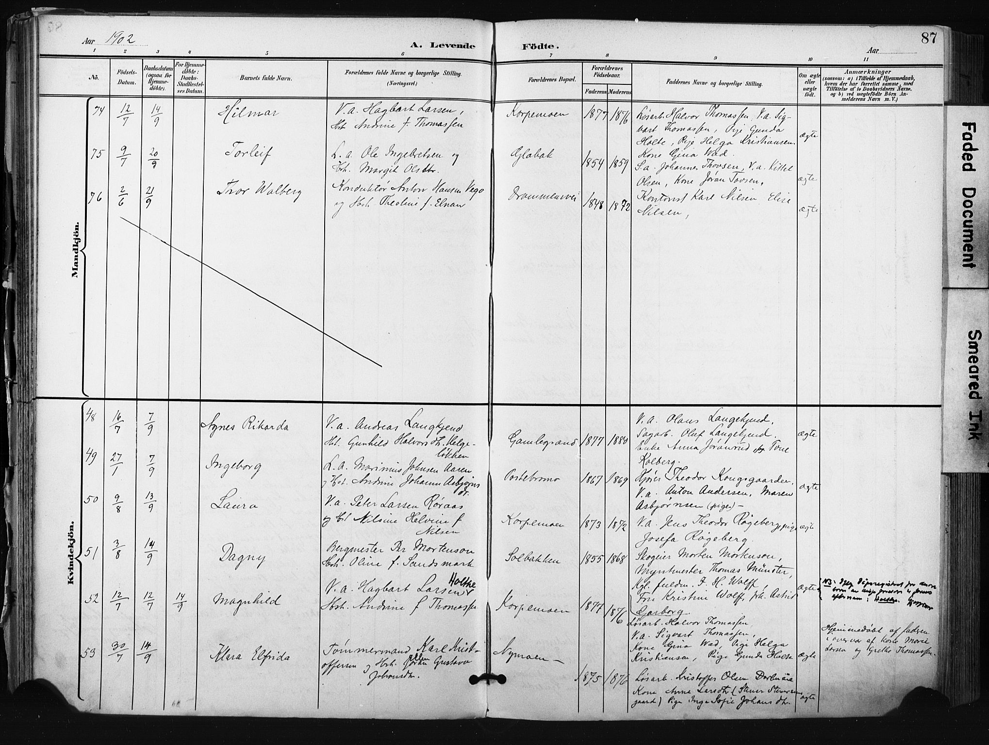 Kongsberg kirkebøker, AV/SAKO-A-22/F/Fb/L0003: Parish register (official) no. II 3, 1896-1905, p. 87