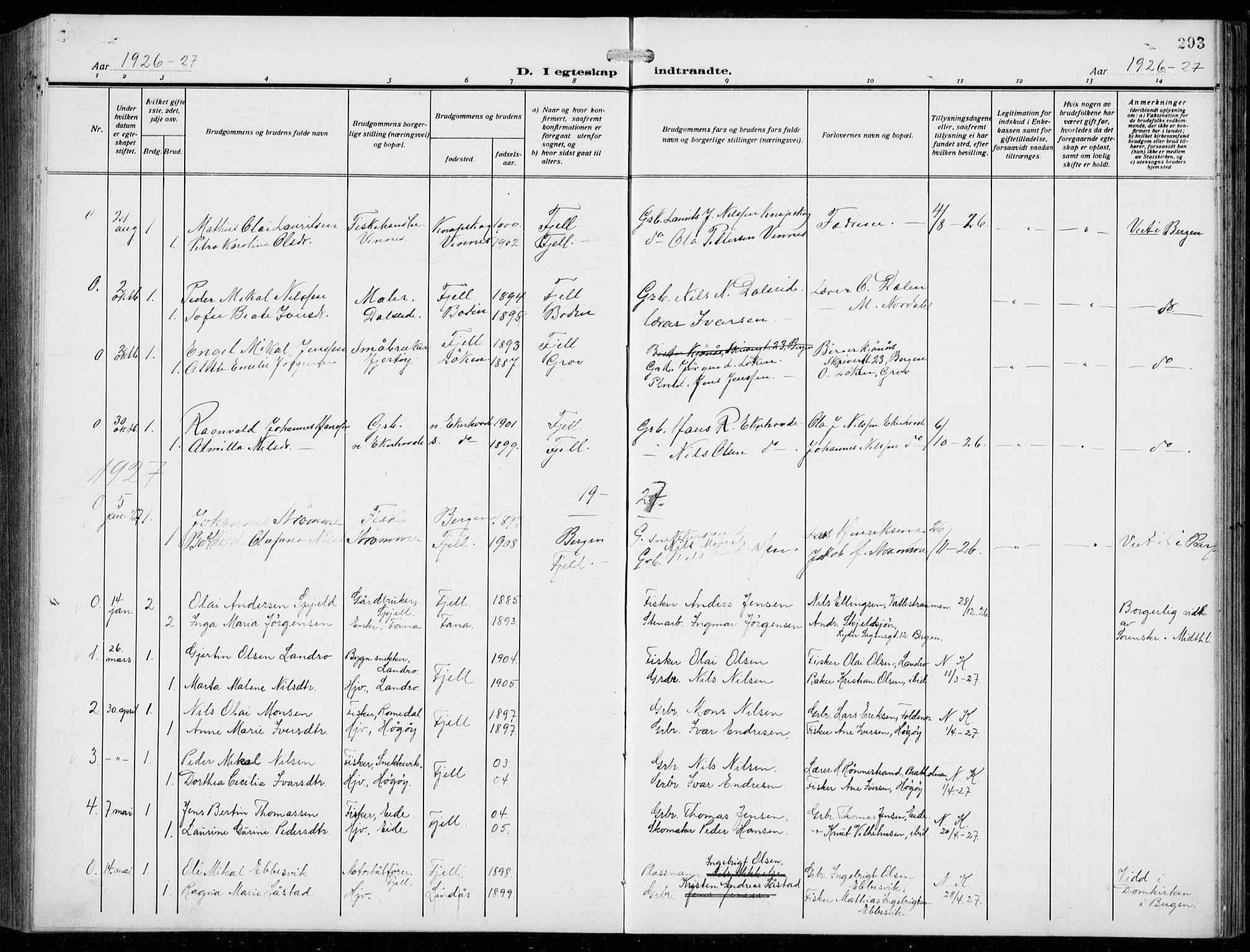 Fjell sokneprestembete, AV/SAB-A-75301/H/Hab: Parish register (copy) no. A  6, 1918-1936, p. 293