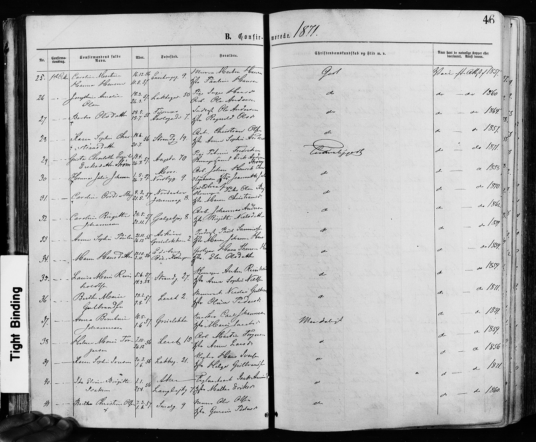 Grønland prestekontor Kirkebøker, AV/SAO-A-10848/F/Fa/L0005: Parish register (official) no. 5, 1869-1880, p. 46