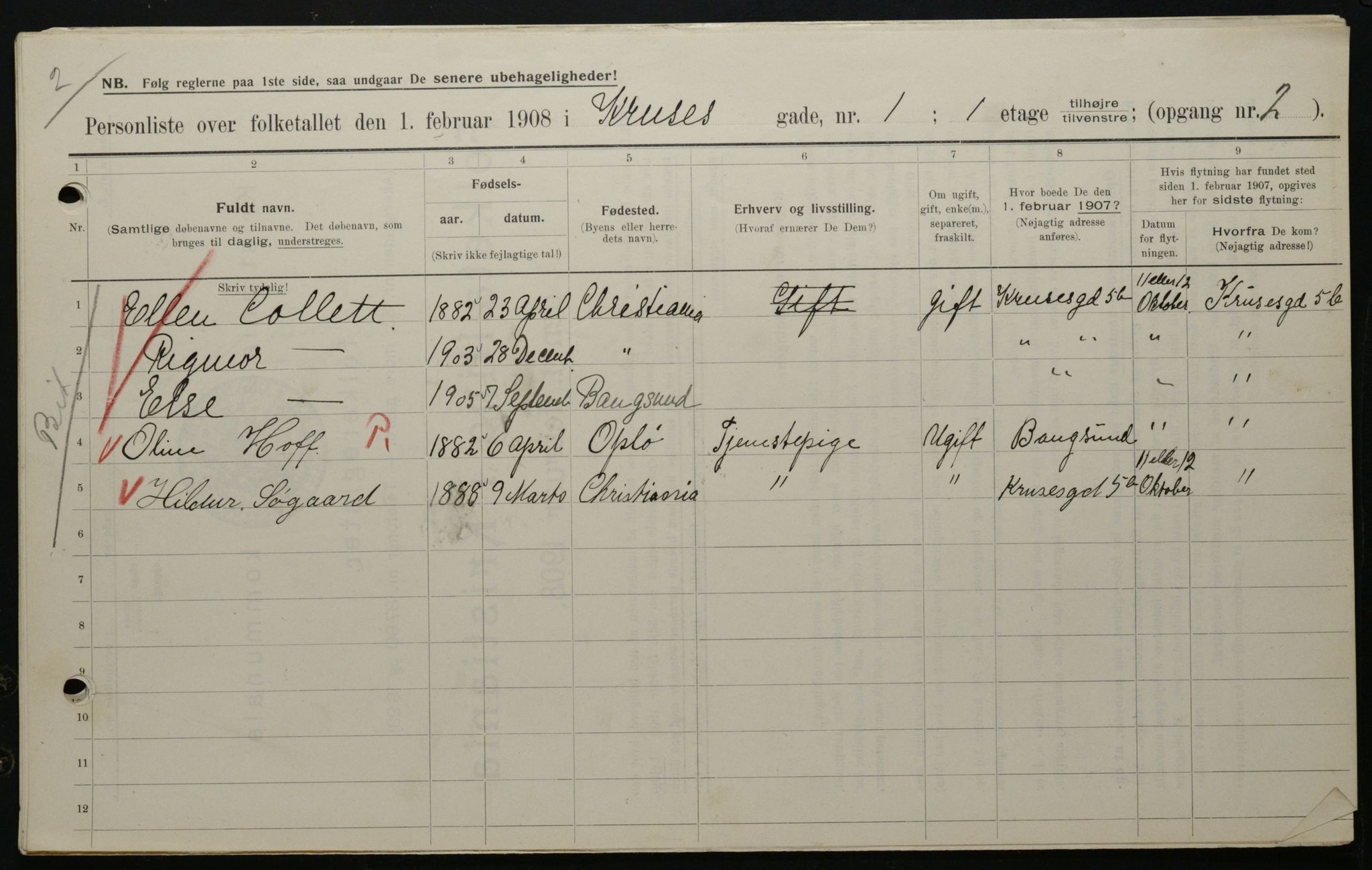 OBA, Municipal Census 1908 for Kristiania, 1908, p. 49273