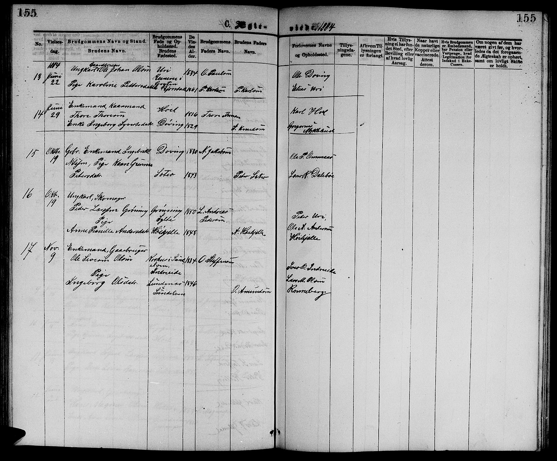 Ministerialprotokoller, klokkerbøker og fødselsregistre - Møre og Romsdal, AV/SAT-A-1454/519/L0262: Parish register (copy) no. 519C03, 1866-1884, p. 155