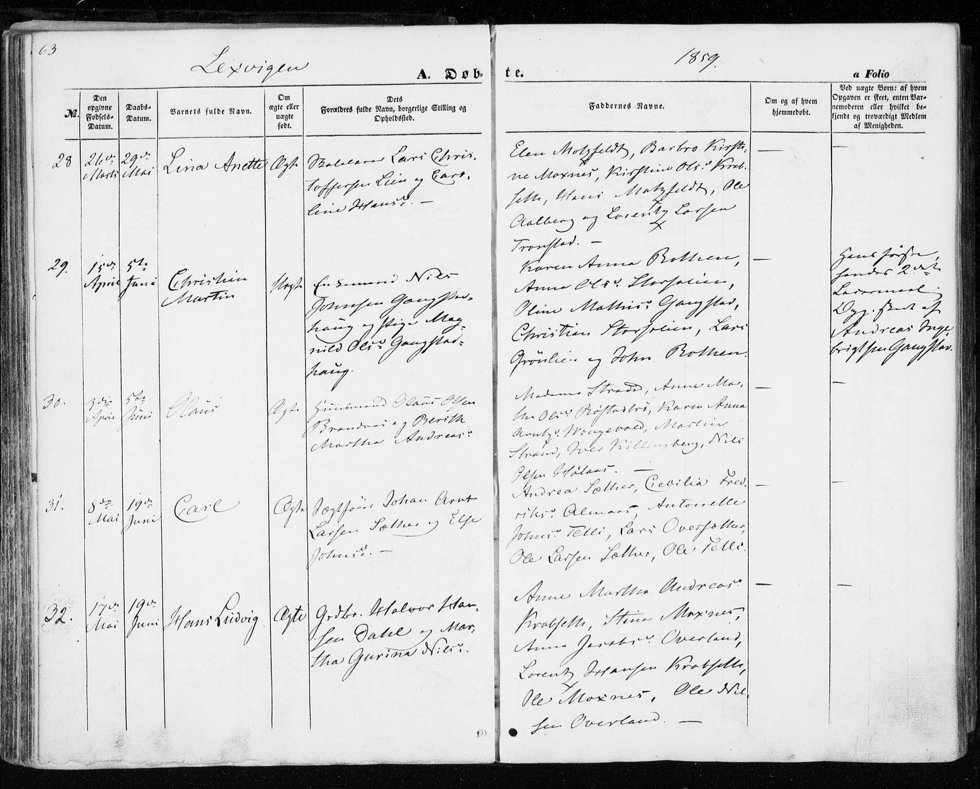 Ministerialprotokoller, klokkerbøker og fødselsregistre - Nord-Trøndelag, SAT/A-1458/701/L0008: Parish register (official) no. 701A08 /1, 1854-1863, p. 63