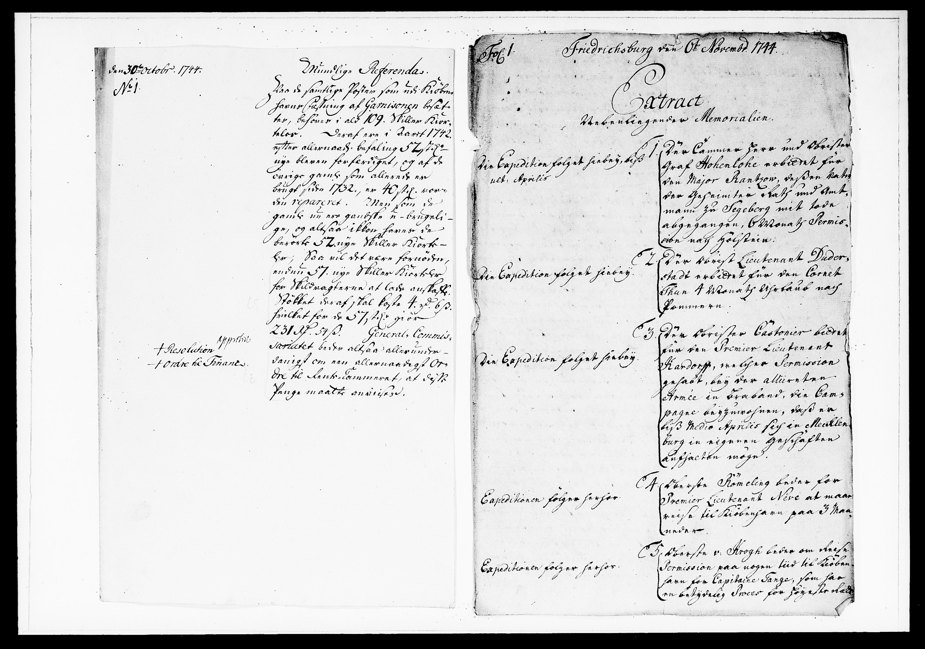 Krigskollegiet, Krigskancelliet, DRA/A-0006/-/1182-1187: Refererede sager, 1744, p. 355