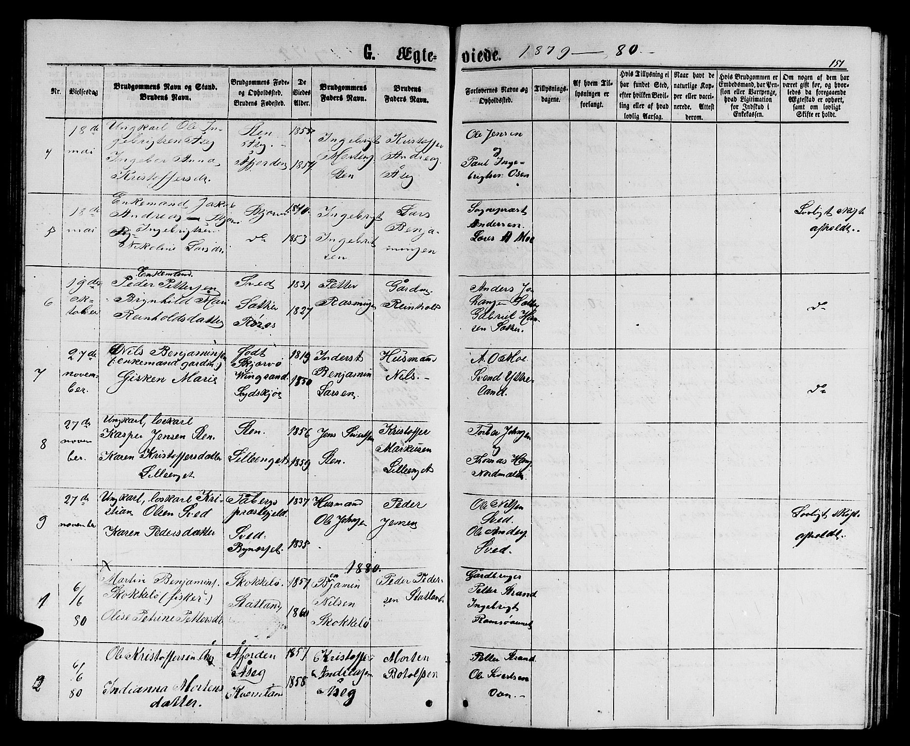 Ministerialprotokoller, klokkerbøker og fødselsregistre - Sør-Trøndelag, SAT/A-1456/658/L0725: Parish register (copy) no. 658C01, 1867-1882, p. 151