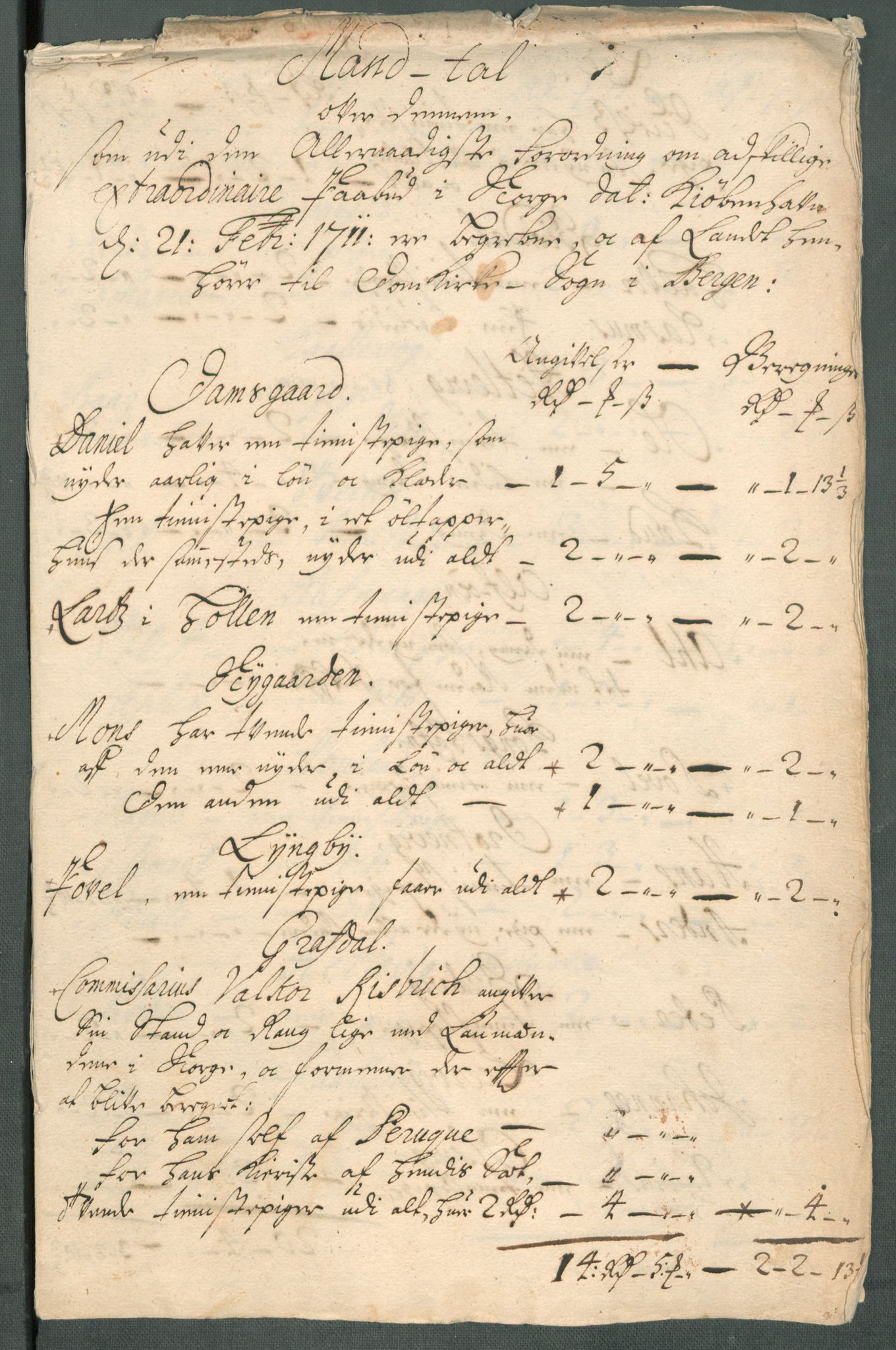 Rentekammeret inntil 1814, Reviderte regnskaper, Fogderegnskap, AV/RA-EA-4092/R51/L3193: Fogderegnskap Nordhordland og Voss, 1711, p. 271