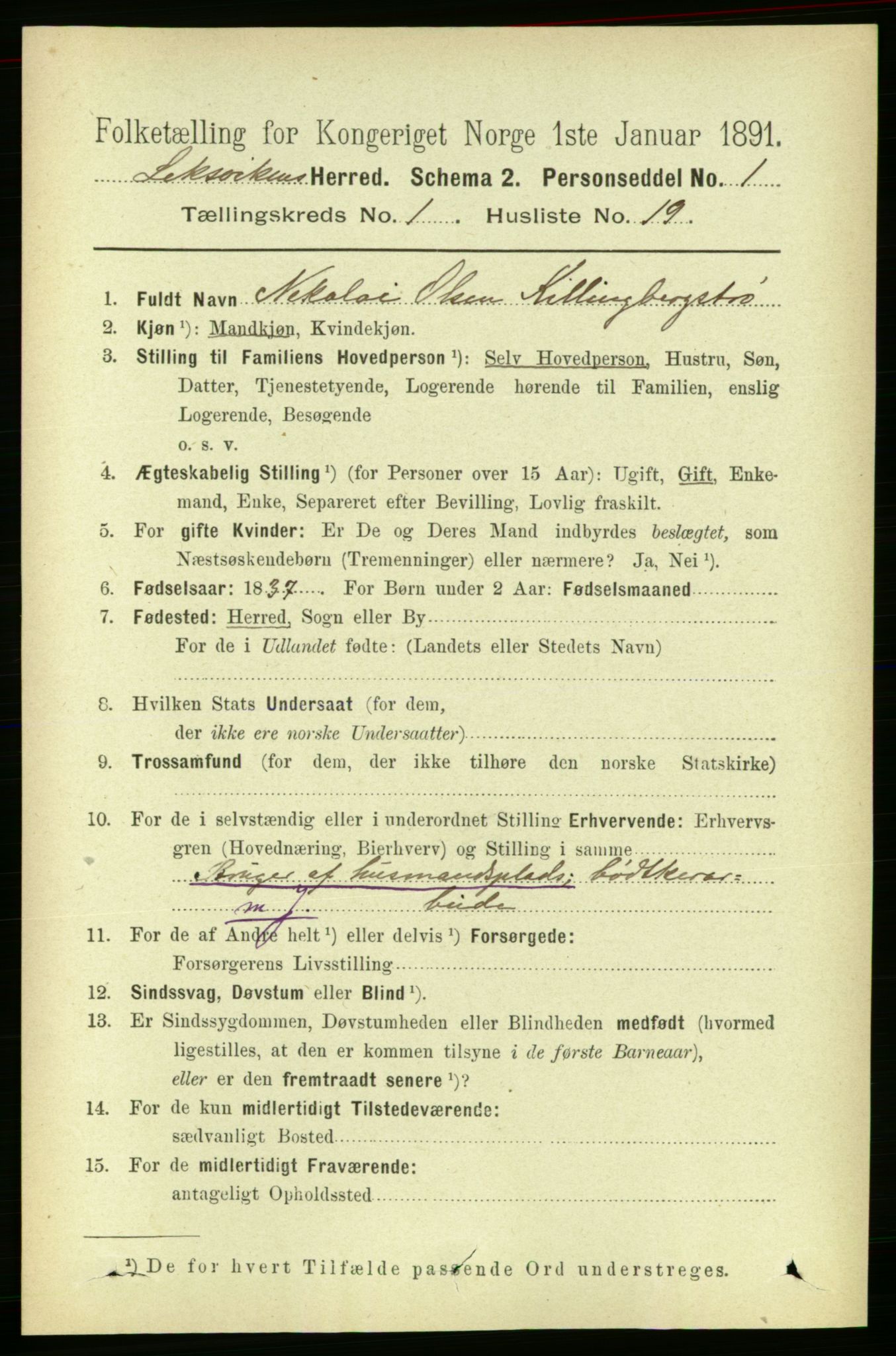 RA, 1891 census for 1718 Leksvik, 1891, p. 224