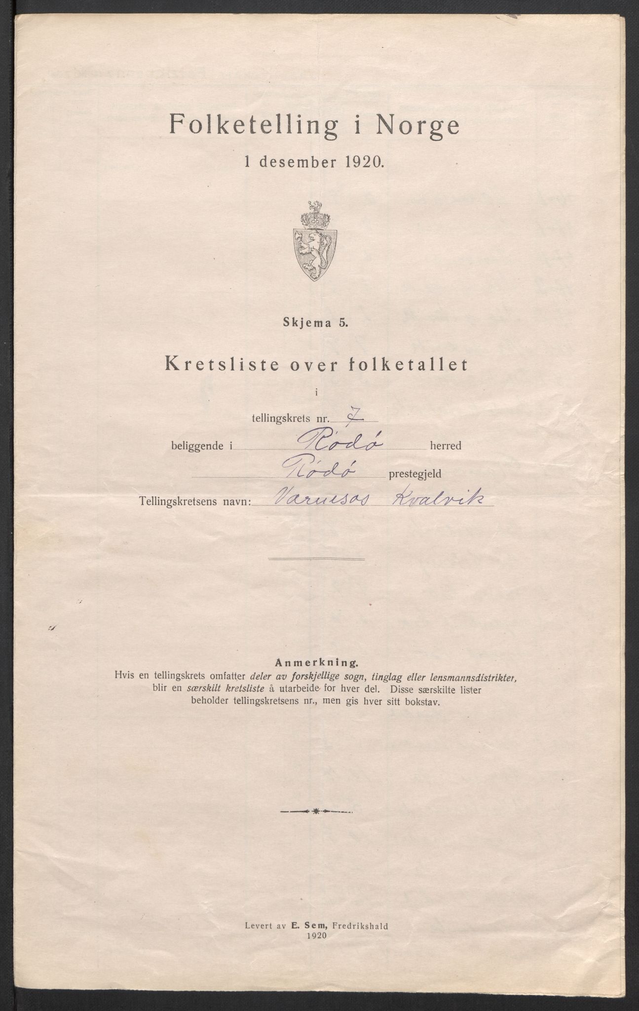 SAT, 1920 census for Rødøy, 1920, p. 24