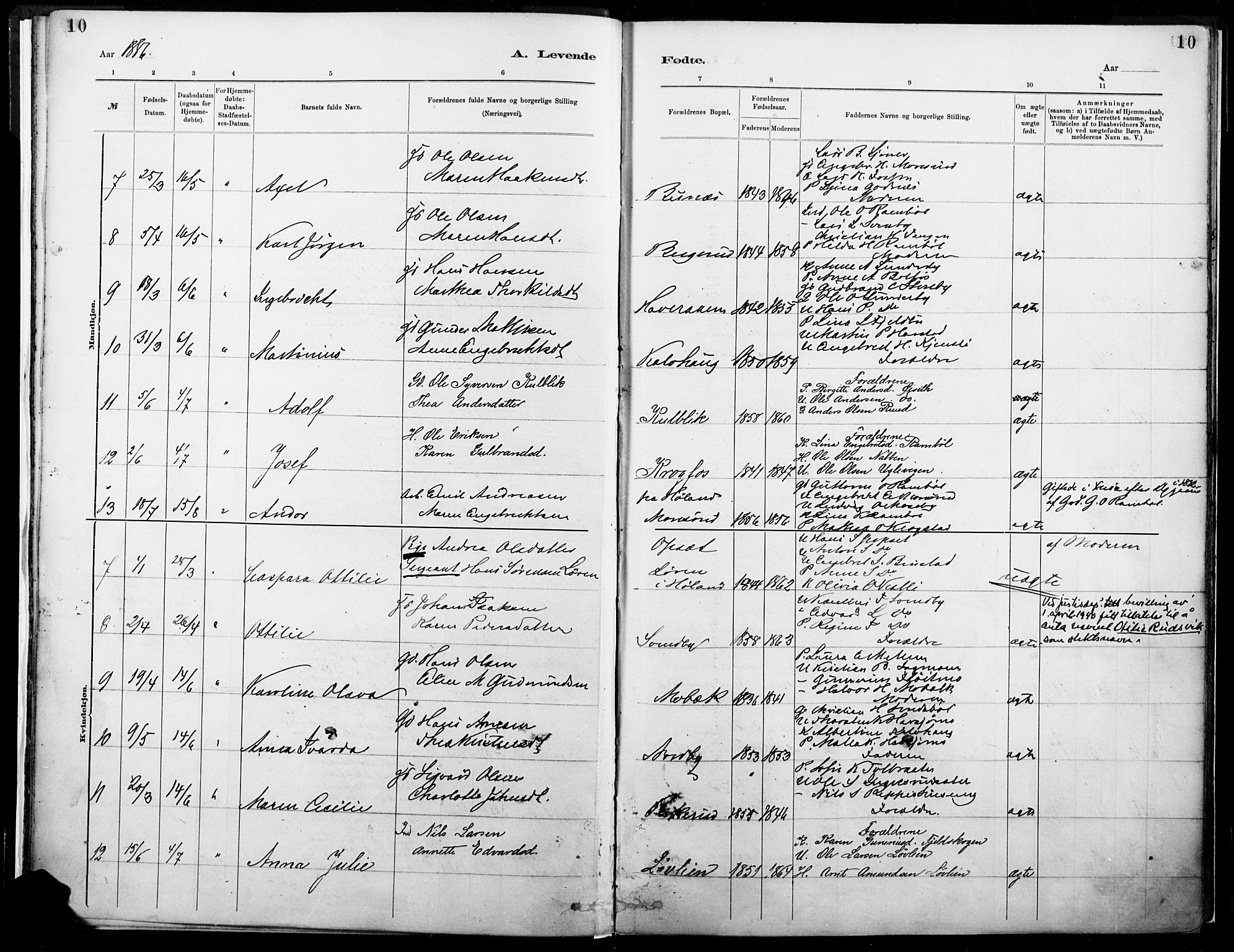 Eidskog prestekontor, SAH/PREST-026/H/Ha/Haa/L0004: Parish register (official) no. 4, 1884-1897, p. 10